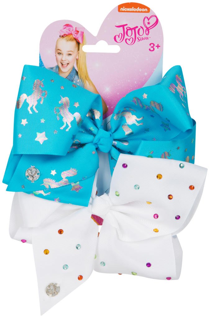 JoJo Siwa Double Bow Set JJS 064 White and Turquoise Unicorn