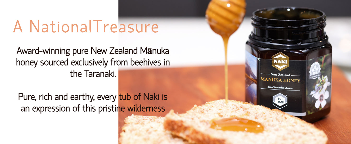 NAKI Manuka Honey Harvested, Tested. Traceable. Certified 100% New Zealand Honey | International Gold Award Winner UMF 15+ | MGO 510 | 250 grams