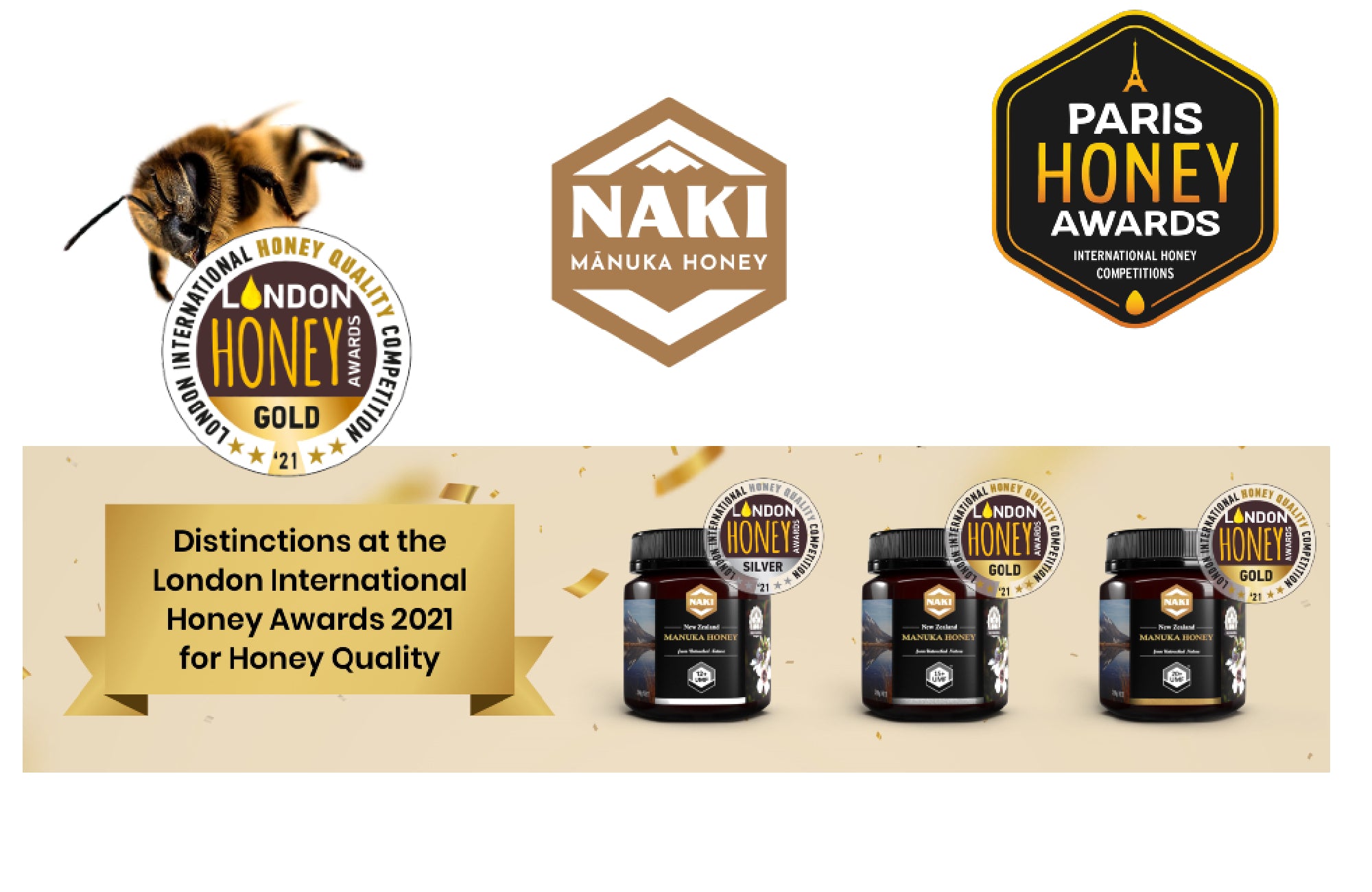 NAKI Manuka Honey Harvested, Tested. Traceable. Certified 100% New Zealand Honey | International Gold Award Winner UMF 15+ | MGO 510 | 250 grams