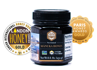 NAKI Manuka Honey Harvested, Tested. Traceable. Certified 100% New Zealand Honey | International Gold Award Winner UMF 20+ | MGO 830+ | 250 grams