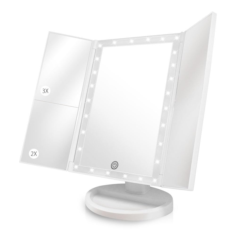 Beautyworks LED Backlit Vanity Mirror, 36 LED Lighting, 1X/2X/3X Magnification