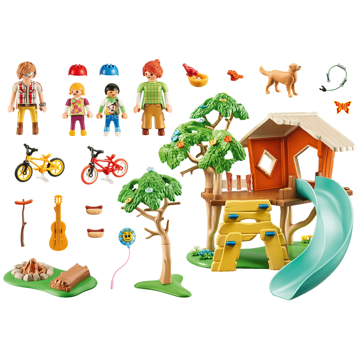 PLAYMOBIL Family Fun 71001 Adventure Treehouse with Slide, LED Campfire Toy