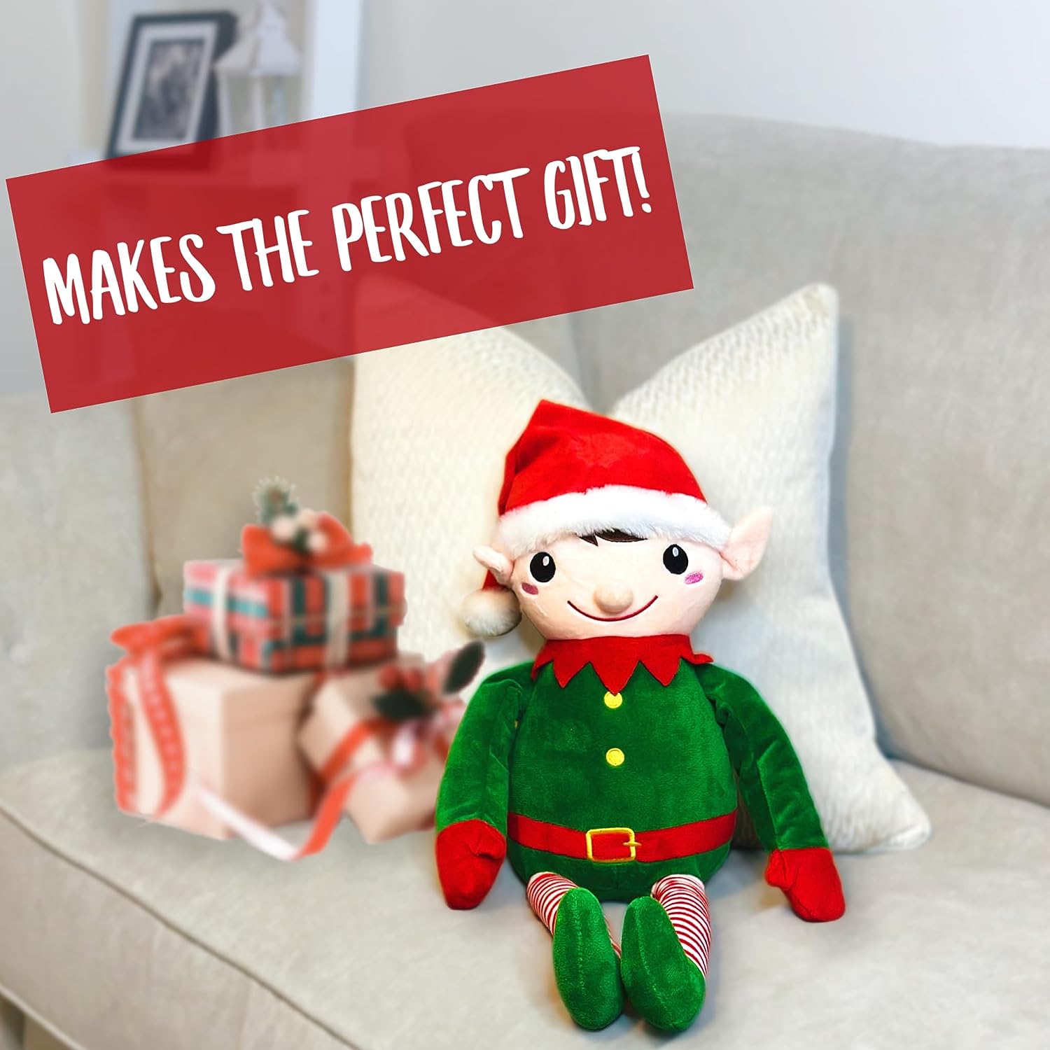 Christmas Extra Large Festive Plush - 100cm Santa, 60cm Green Elf & 50cm Gingerbread Man