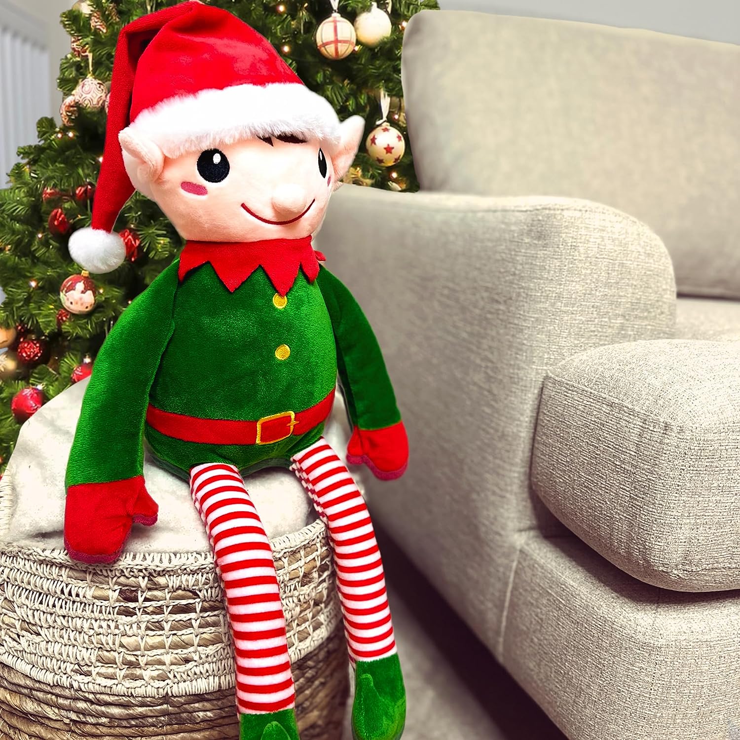 Christmas Extra Large Festive Plush - 100cm Santa, 60cm Green Elf & 50cm Gingerbread Man