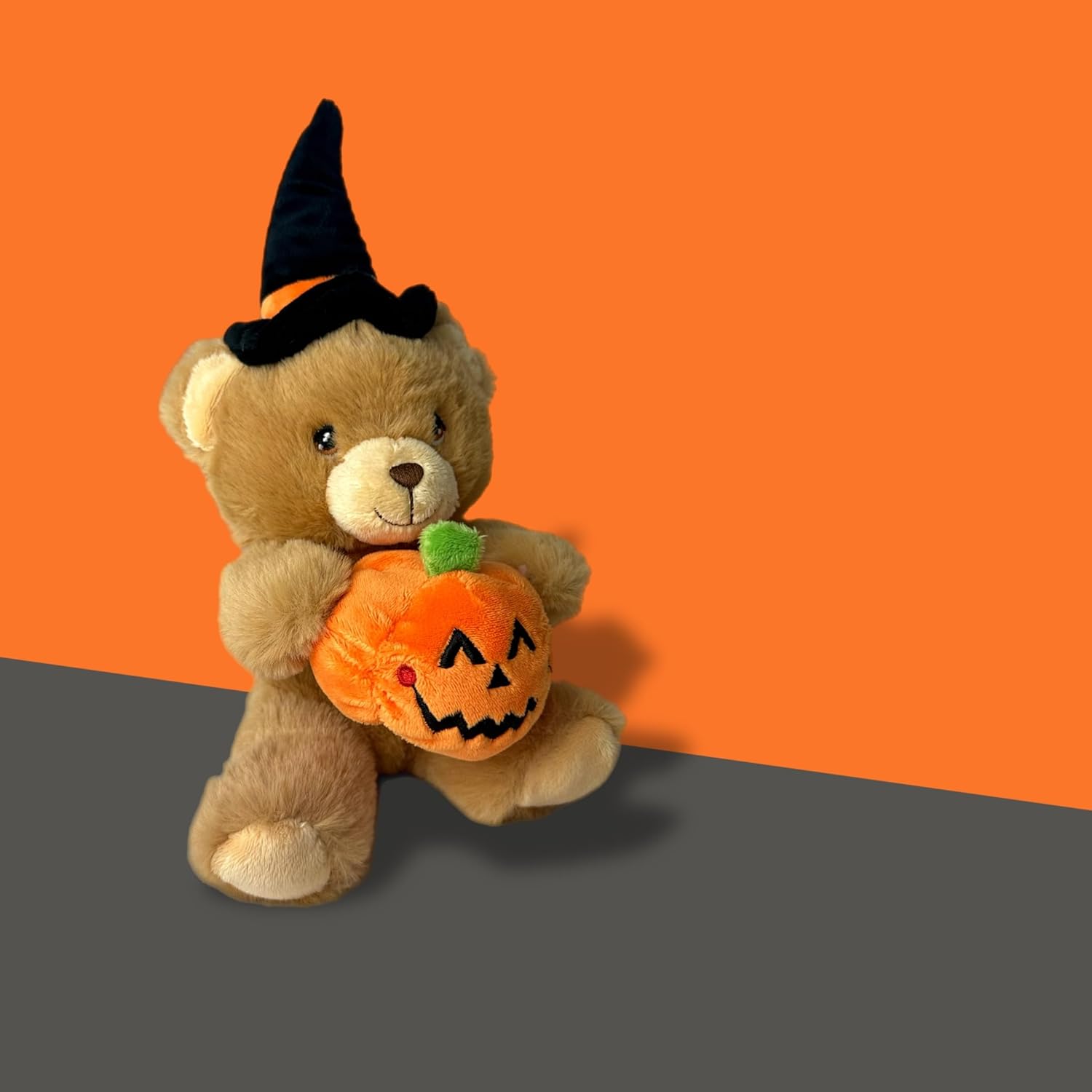 Keeleco Halloween Teddy Bear with Witch Hat and Pumpkin 15cm Plush Toy EH2816 - 100% Recycled Eco Soft Toy - Keel Toys