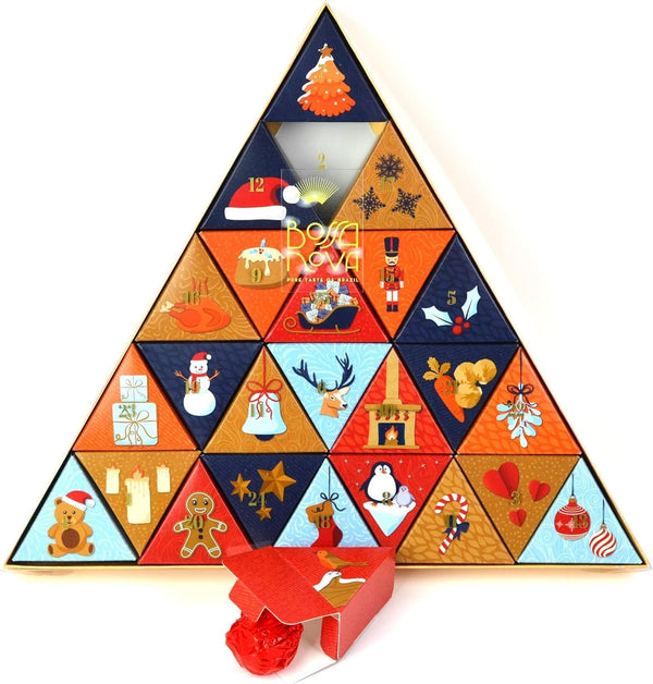 Bossa Nova Luxury Chocolate Truffles Advent Calendar (375g), Decorative Triangular-boxed Classic Artisan Chocolate Truffle Selection