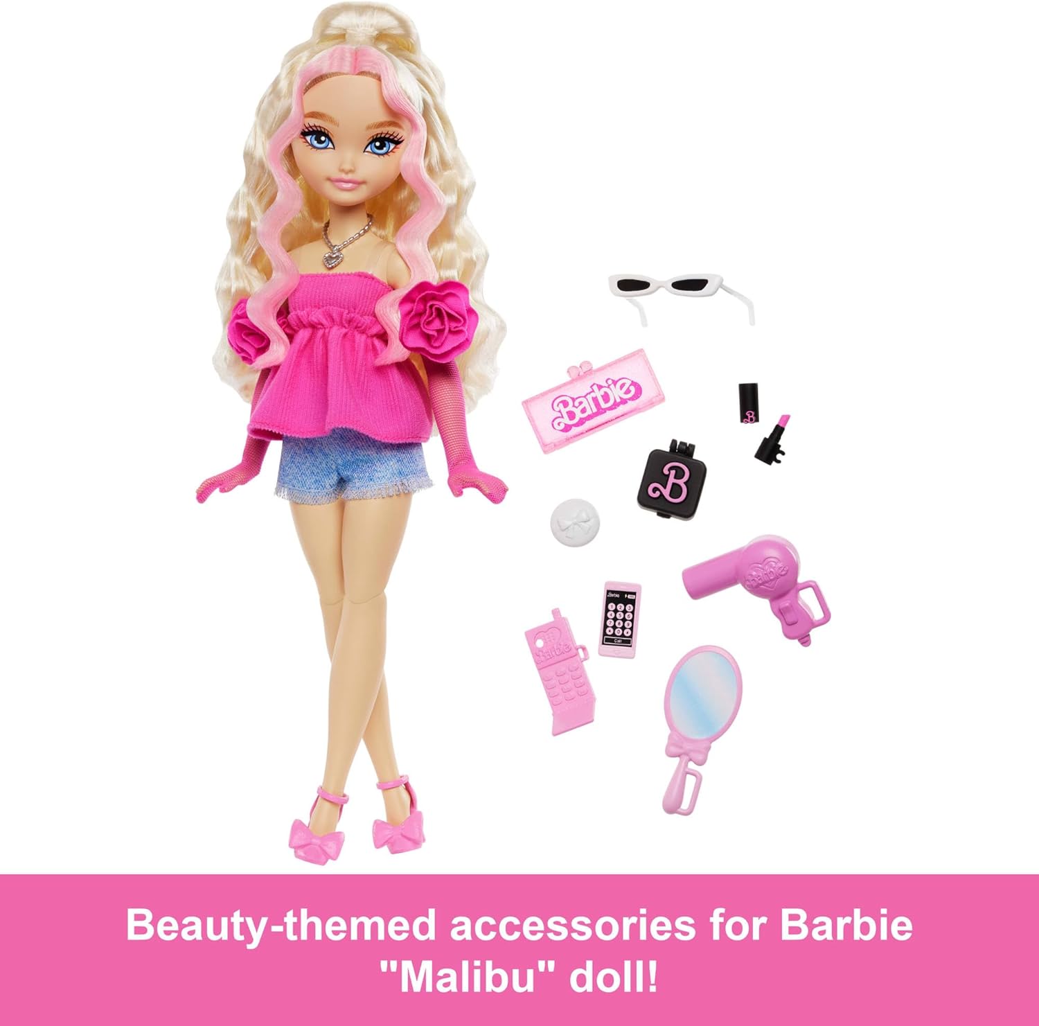 Barbie Dream Besties Playset, Barbie “Malibu” Posable Fashion Doll with Wavy Blonde Hair