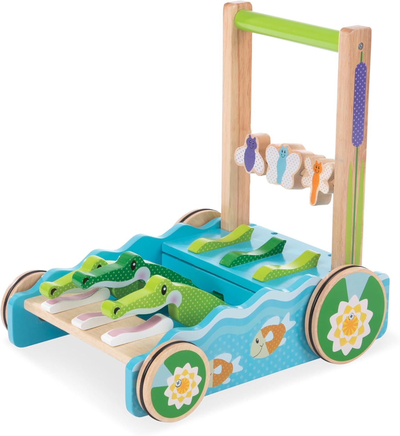 Melissa & Doug First Play Chomp and Clack Alligator Wooden Push Toy and Activity Walker