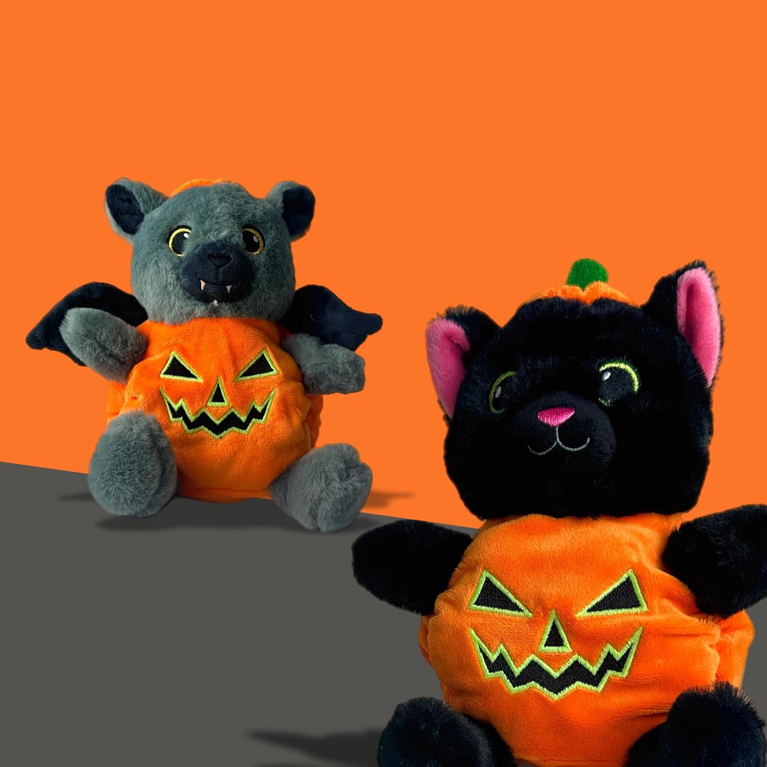 Keeleco Pumpkin Pals Halloween Plush Toy 100% Recycled Eco Soft Toy - Set of 2