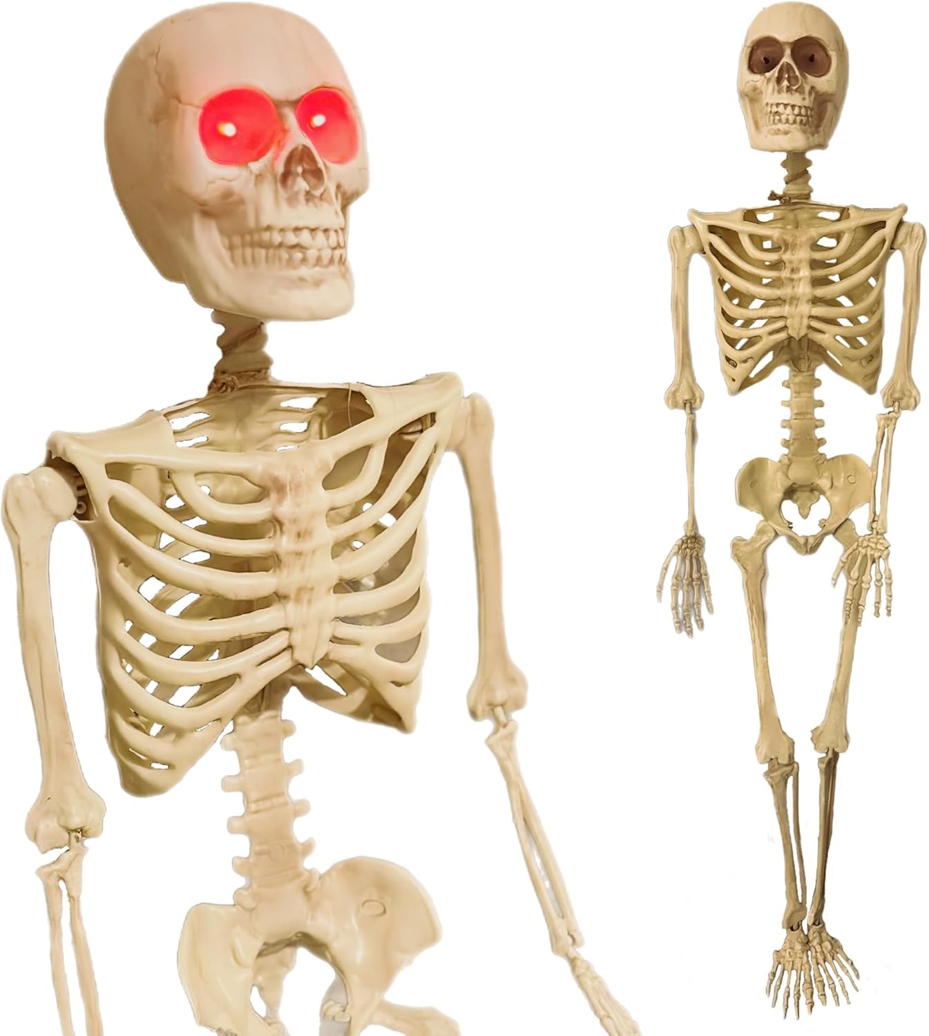 Spooky Halloween Decoration - Full Skeleton with LED Eyes, 36"