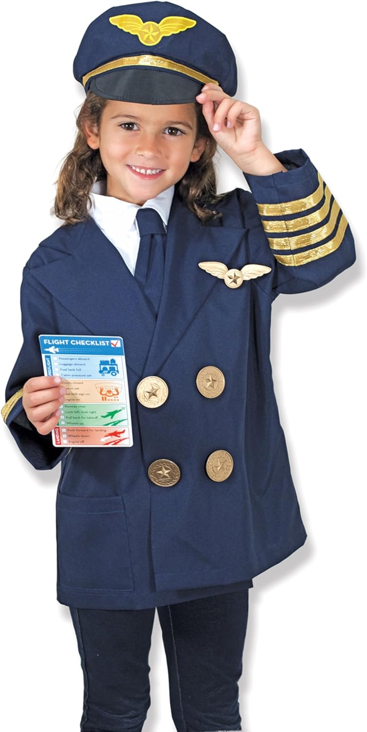 Melissa & Doug Pilot Role Costume Set (FFP) ,Blue