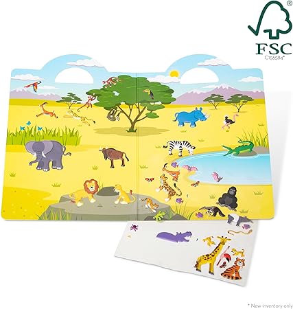 Melissa & Doug Puffy Sticker Play Set: Safari - 42 Reusable Stickers - FSC Certified