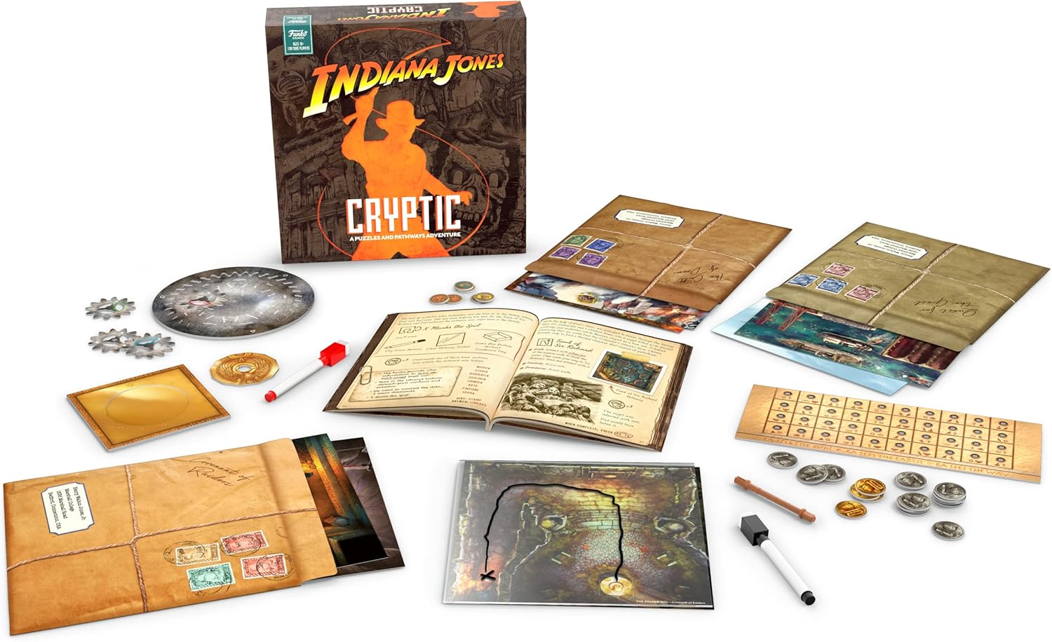 FUNKO GAMES Indiana Jones Cryptic Board Game Solo or Family Play