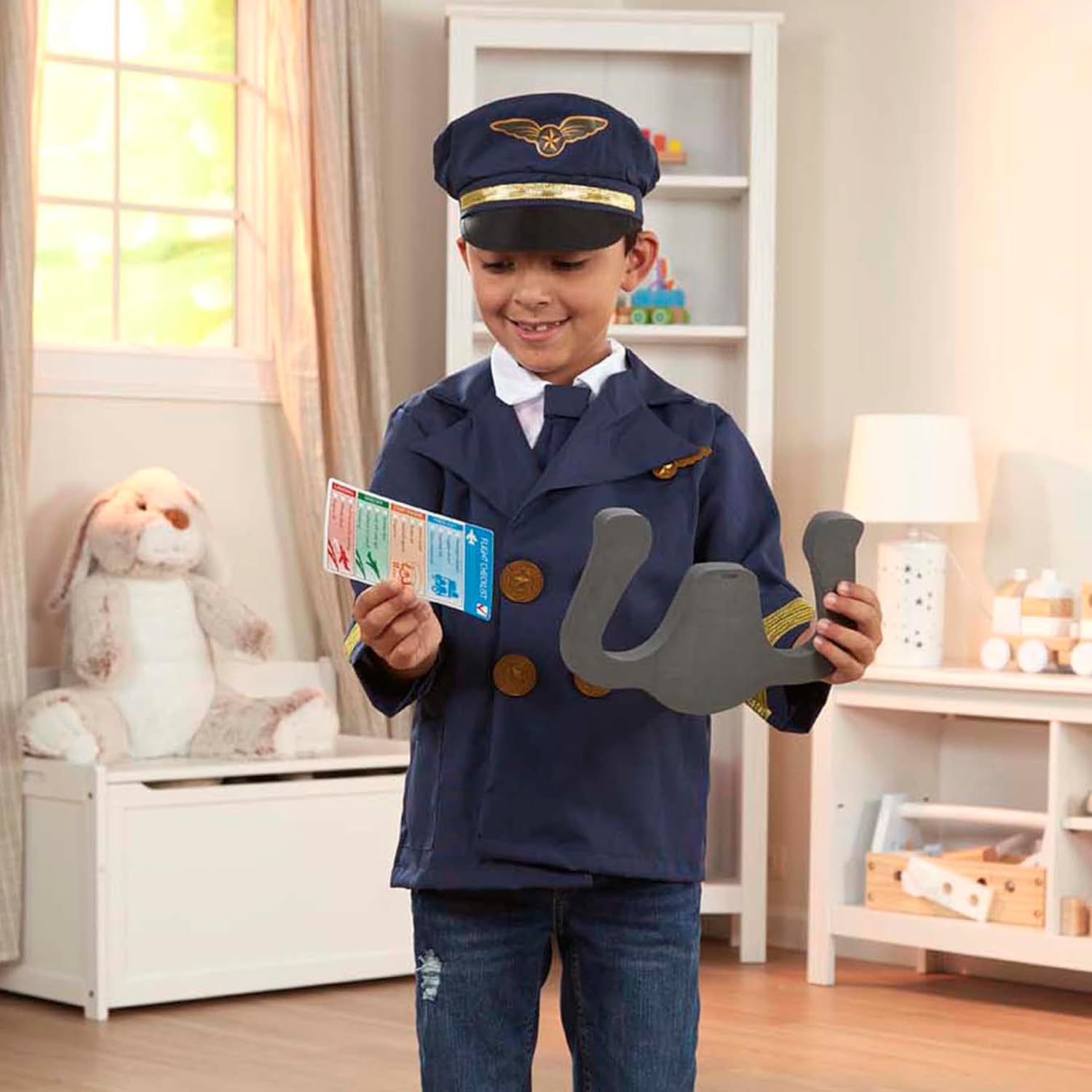 Melissa & Doug Pilot Role Costume Set (FFP) ,Blue - 0