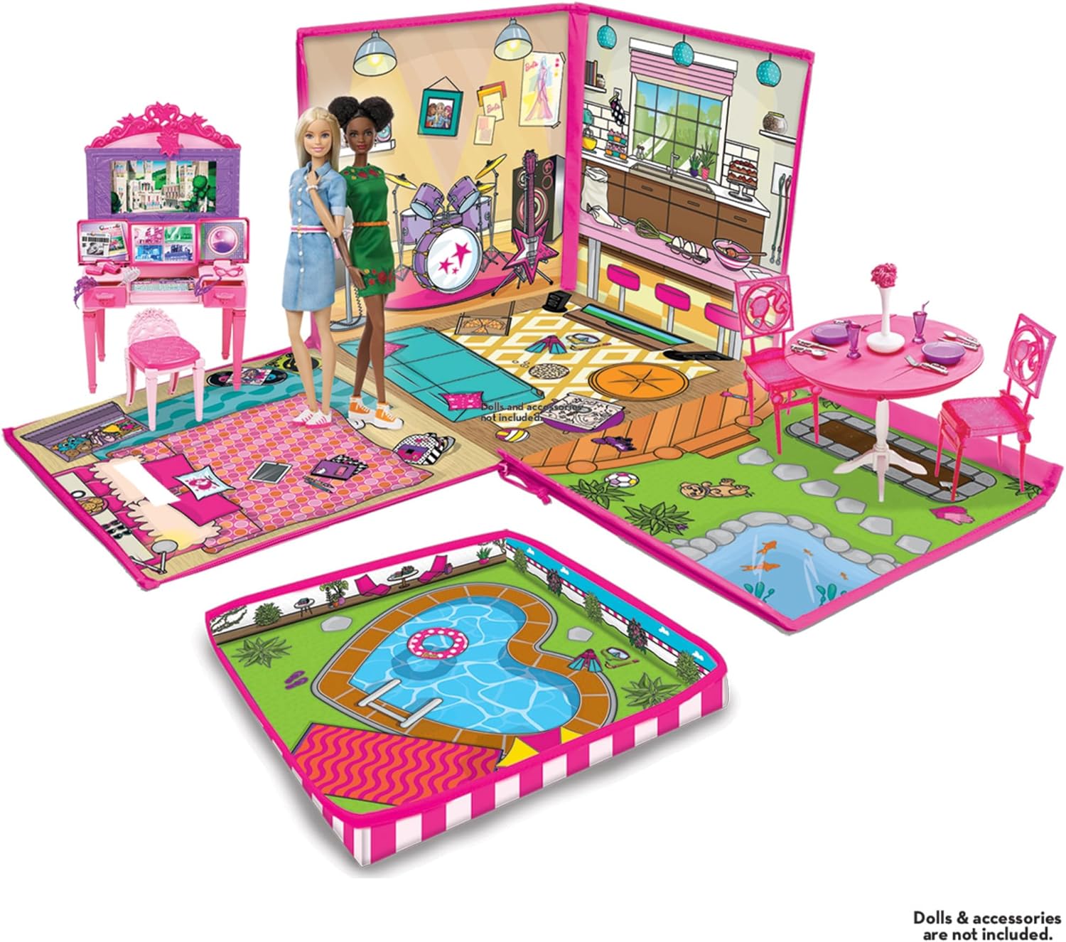 PETERKIN | Barbie Dreamhouse ZipBin: Storage for 40 Dolls and playmat!