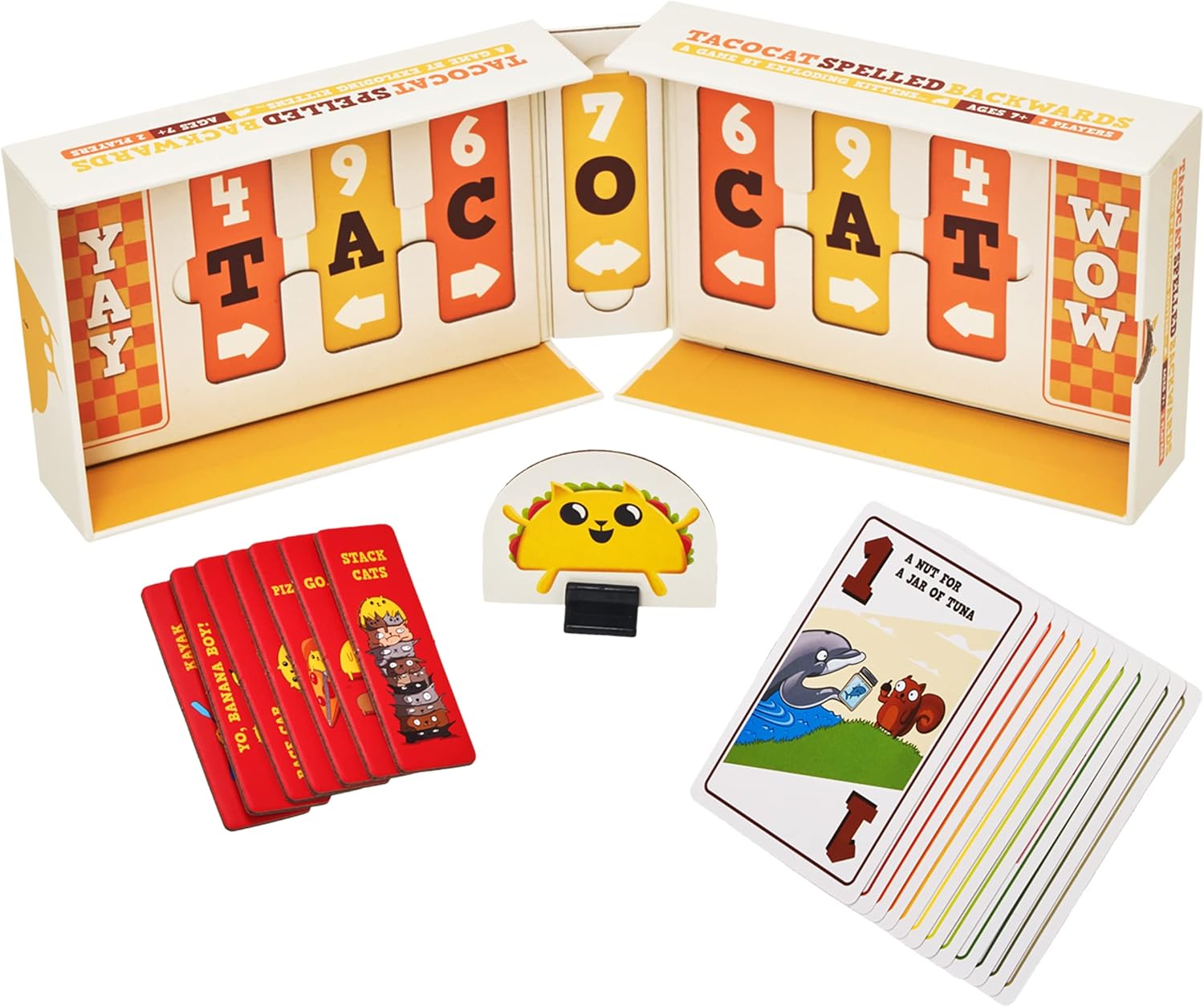 Tacocat Spelled Backwards by Exploding Kittens - 2 Players - Ages 7+ - 15 Minutes to Play - Clever Family Board Game - 0