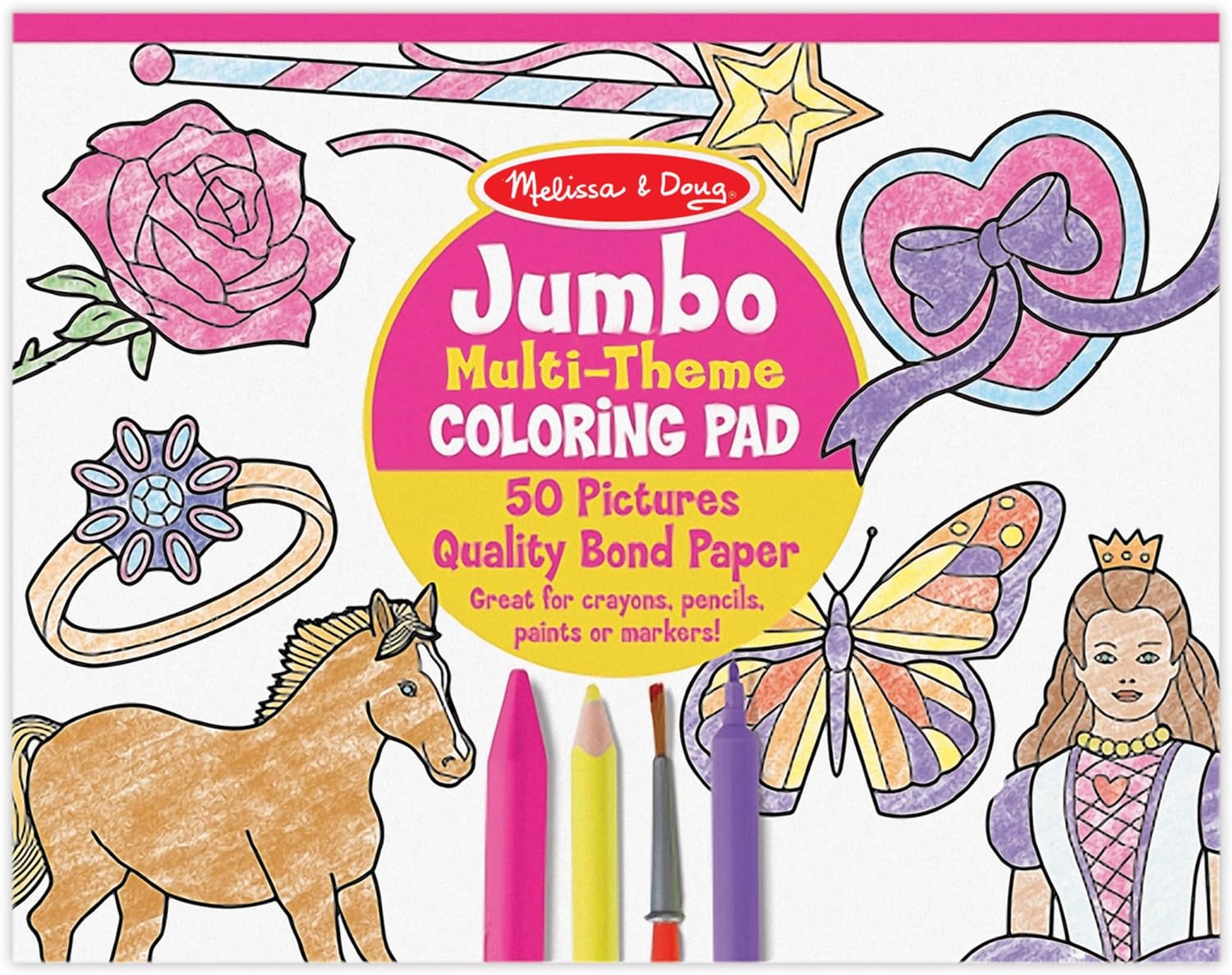 Melissa & Doug Jumbo 50-Page Kids' Colouring Pad Activity Book - Princess and Fairy - 0