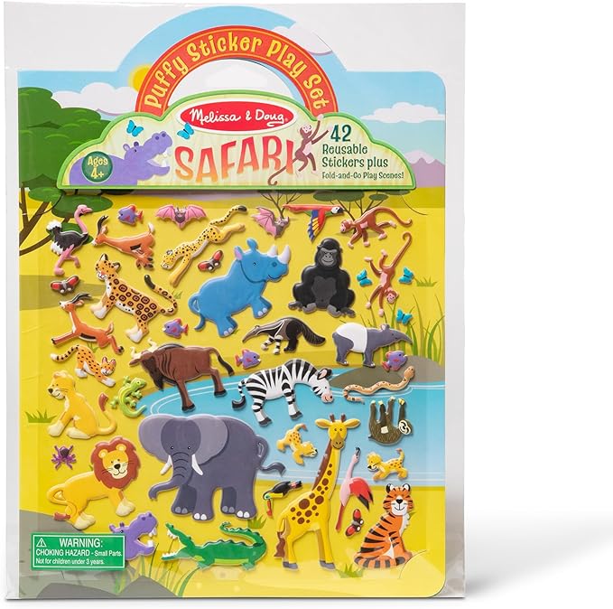 Melissa & Doug Puffy Sticker Play Set: Safari - 42 Reusable Stickers - FSC Certified