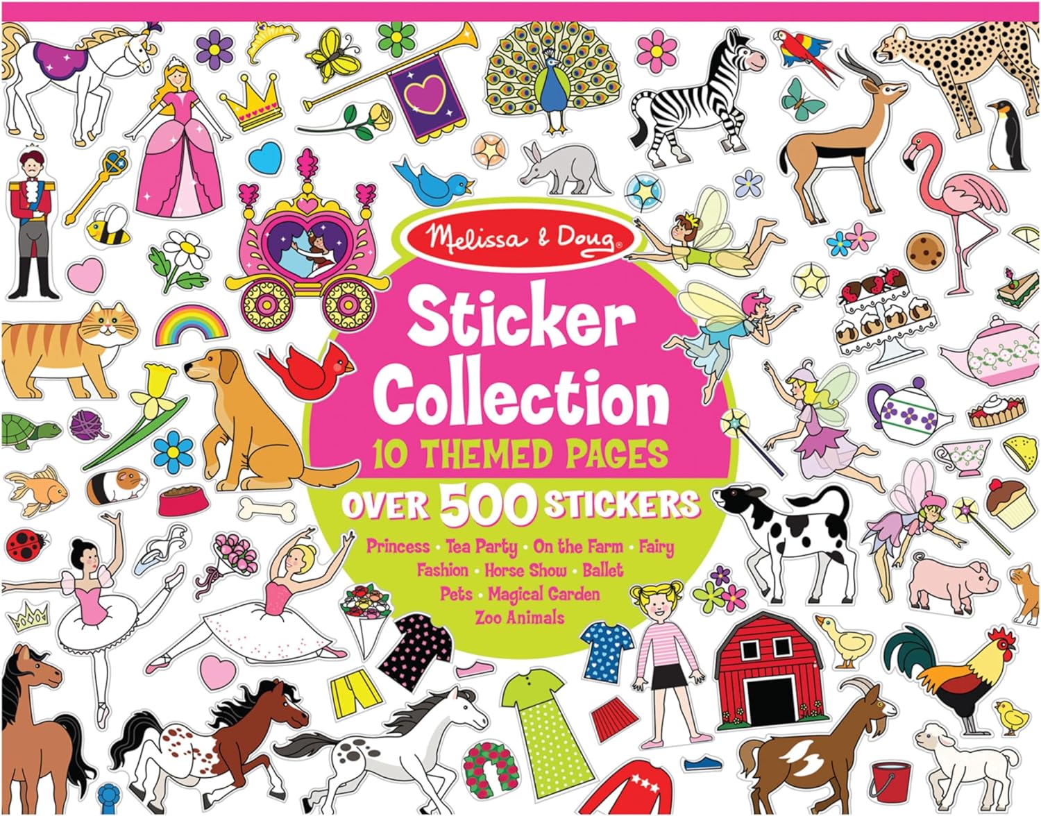 Melissa & Doug Sticker Collection Pink x 800 -  Animals Flowers Fairies Princess Parties Horses