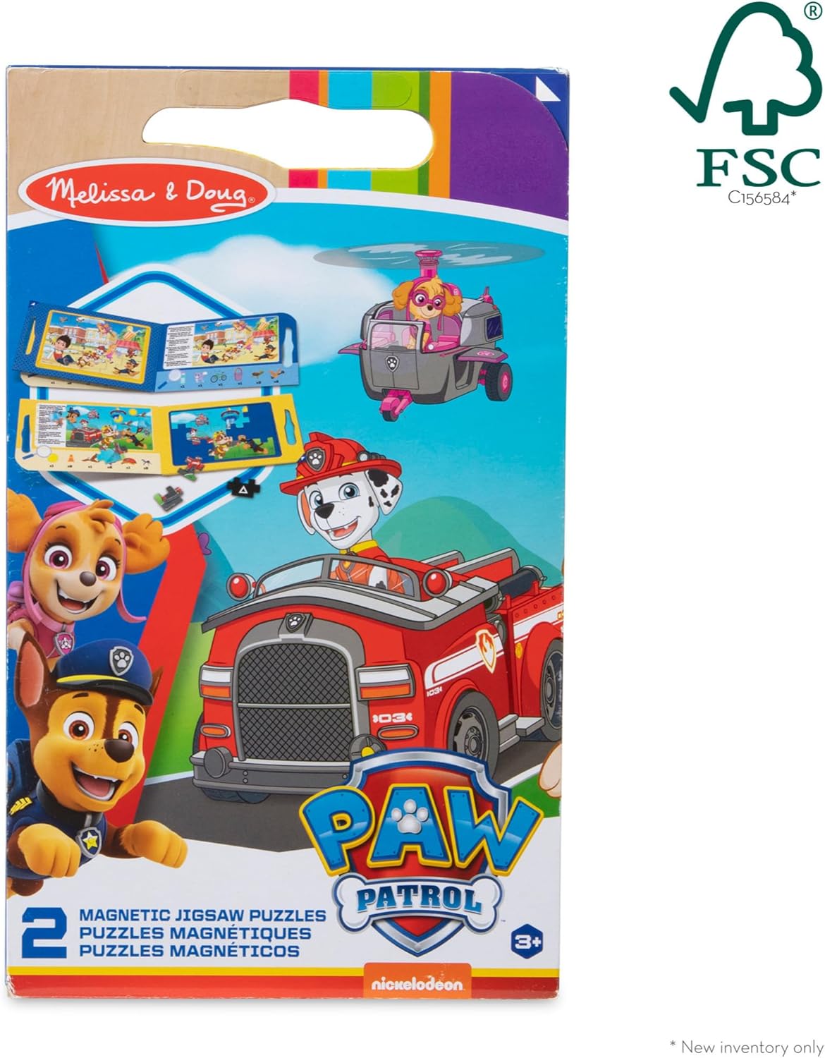 Melissa & Doug PAW Patrol Take-Along Magnetic Jigsaw Puzzles (2 15-Piece Puzzles) - FSC Certified