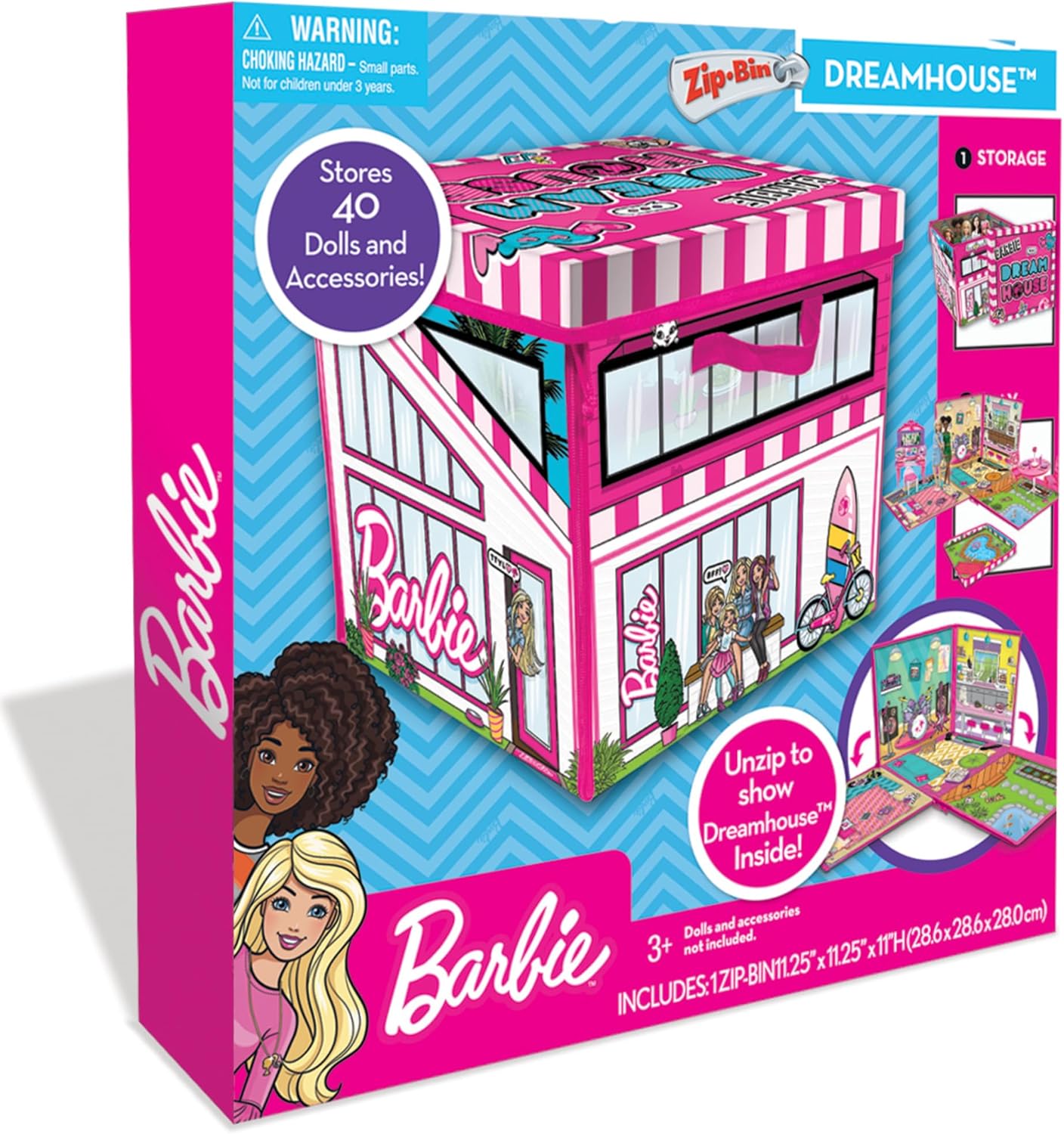 PETERKIN | Barbie Dreamhouse ZipBin: Storage for 40 Dolls and playmat!