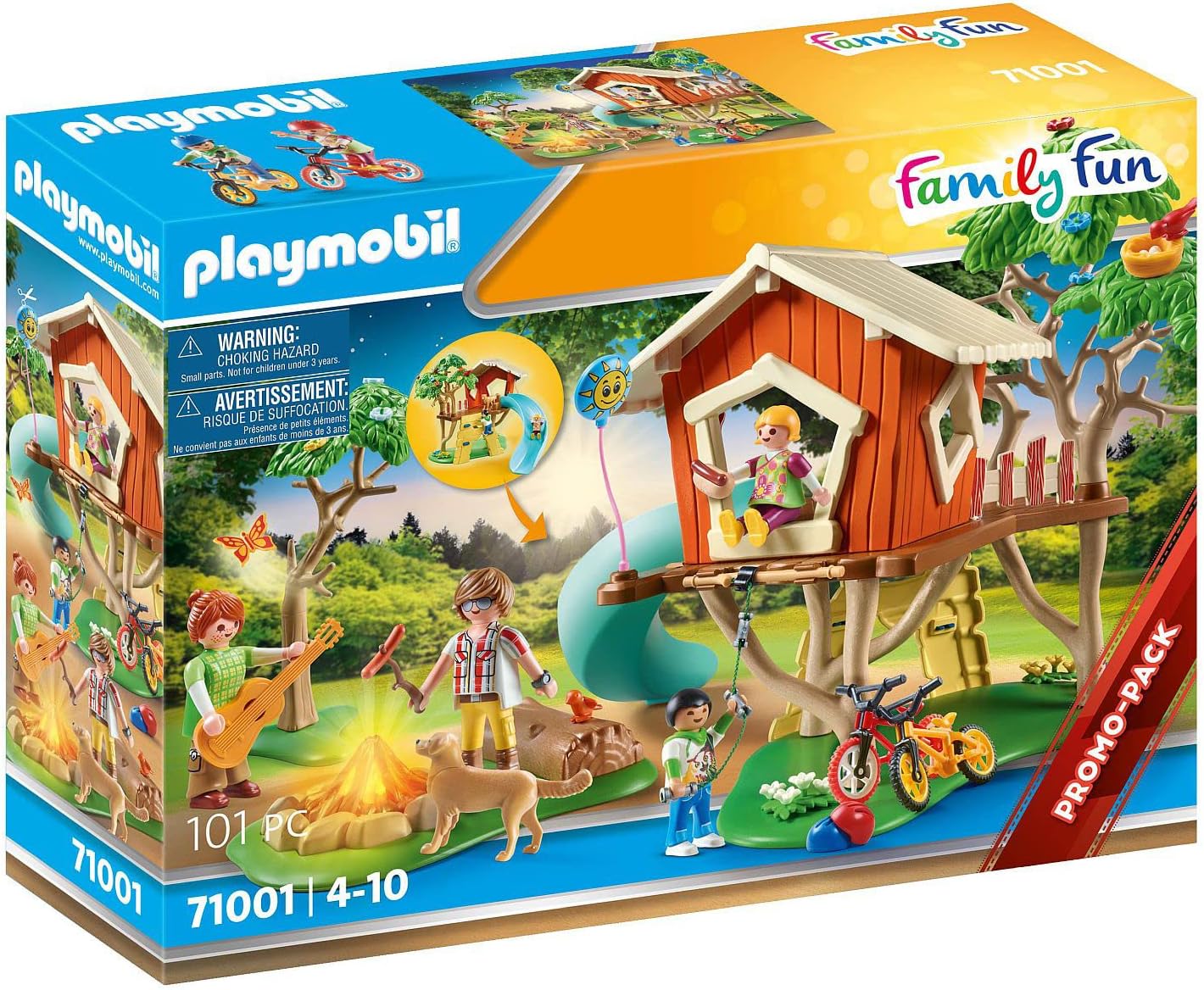 PLAYMOBIL Family Fun 71001 Adventure Treehouse with Slide, LED Campfire Toy