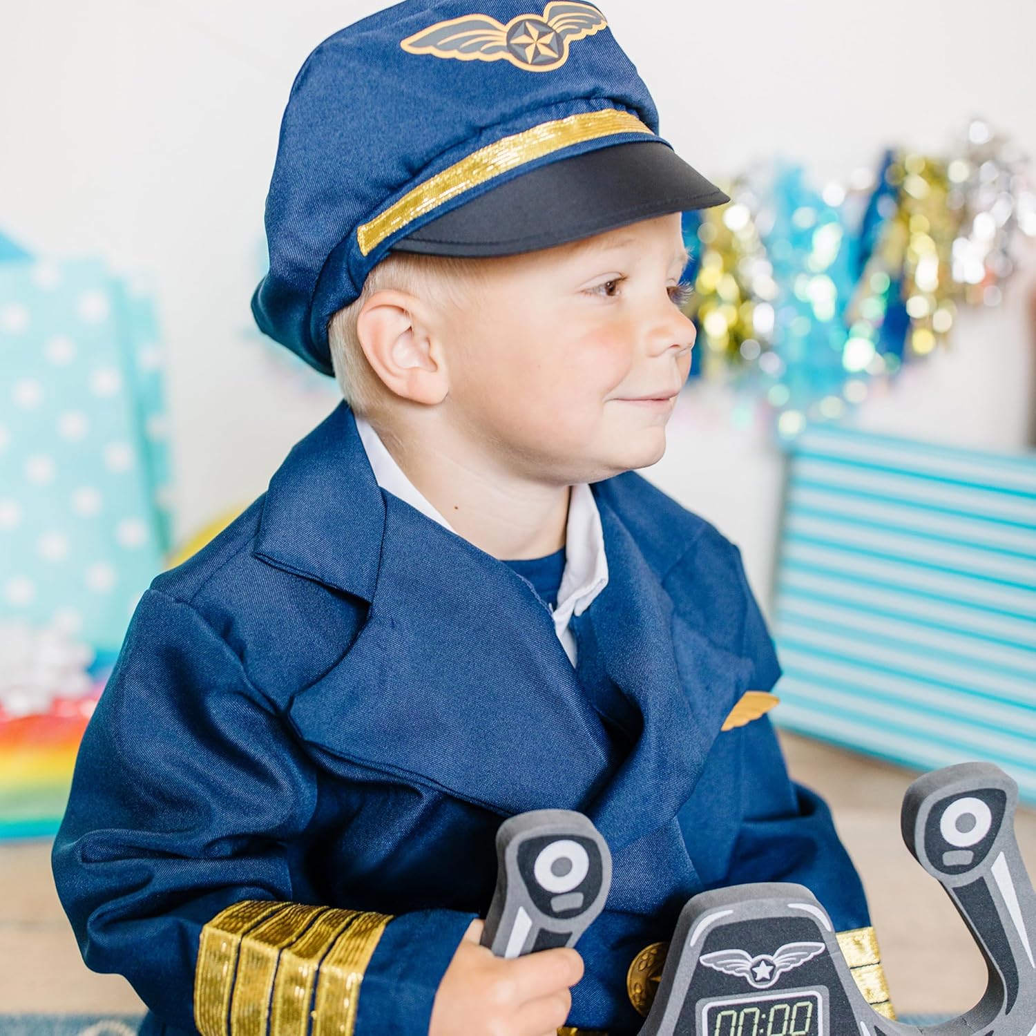 Melissa & Doug Pilot Role Costume Set (FFP) ,Blue