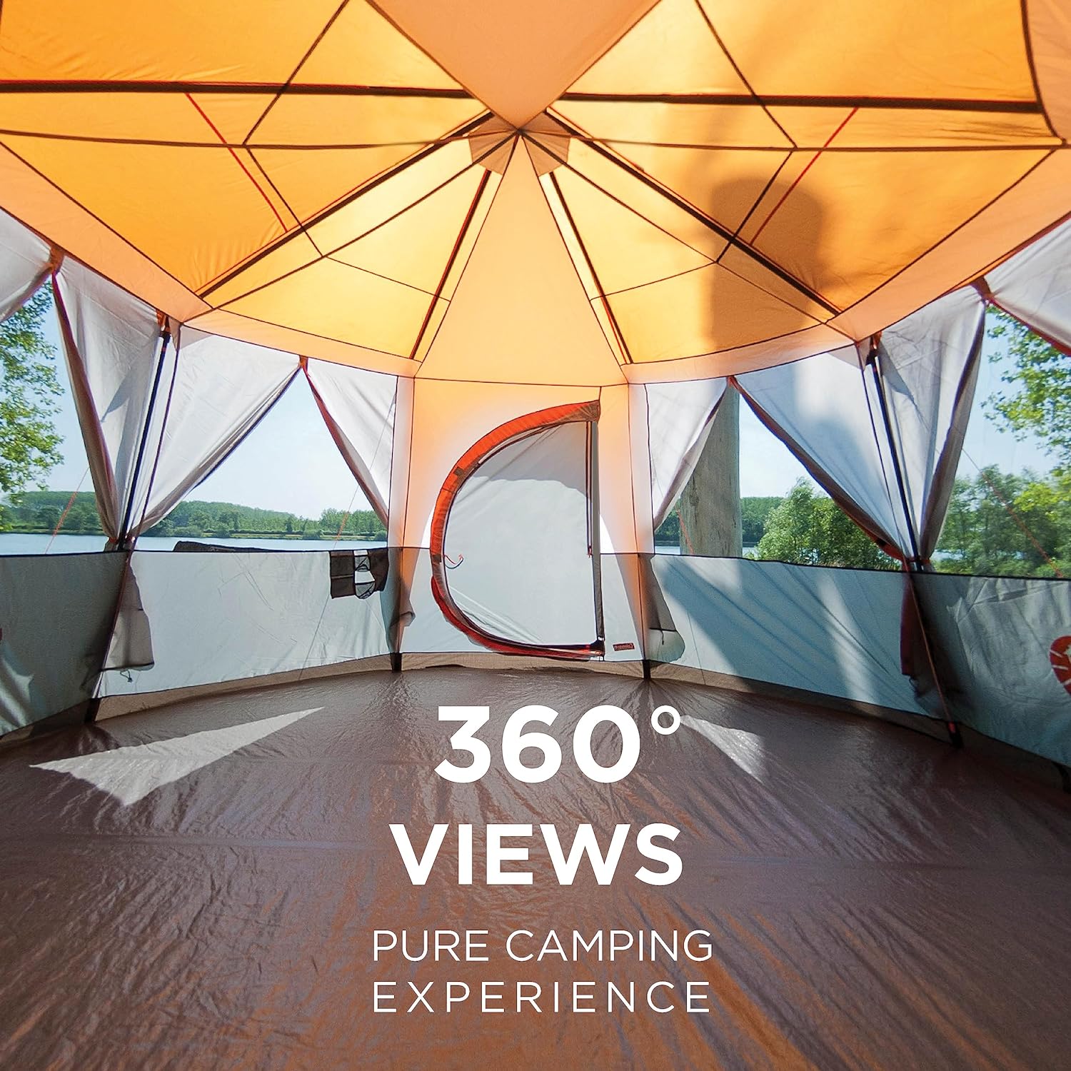 Coleman Tent Octagon, 8 Man Festival Dome Tent, 8 Person Family Camping Tent with 360° Panoramic View