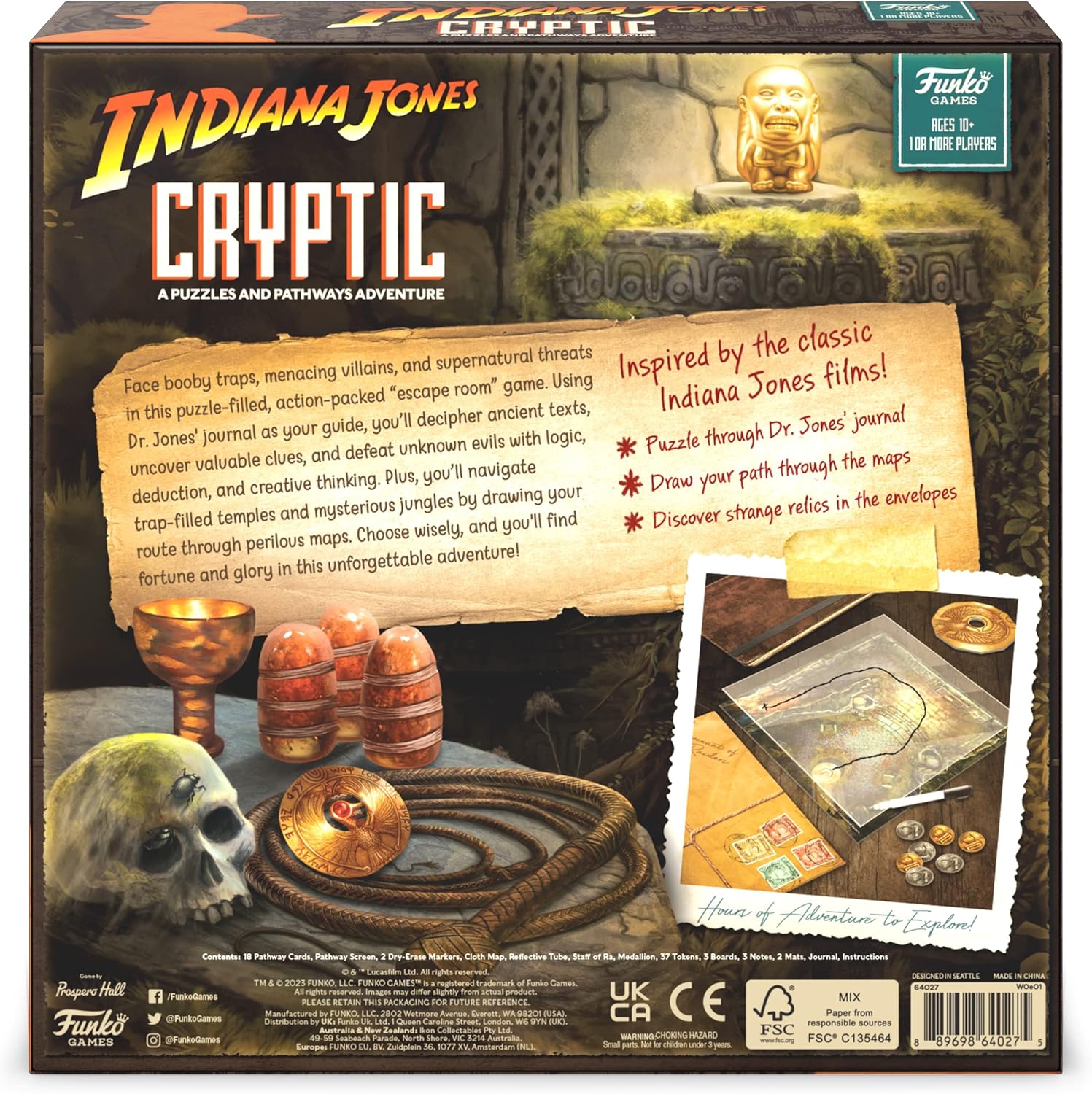 FUNKO GAMES Indiana Jones Cryptic Board Game Solo or Family Play