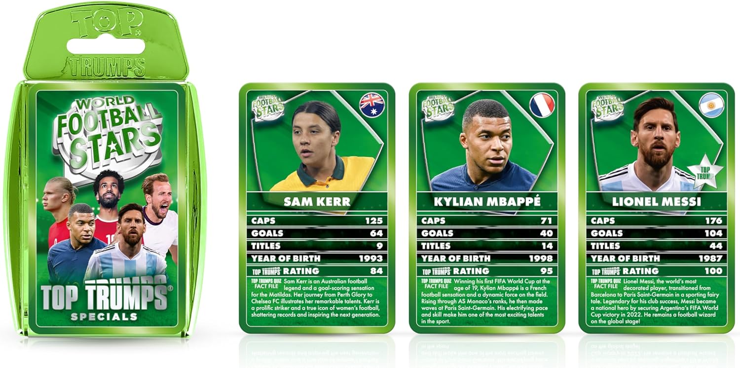 Top Trumps World Football Stars Specials Card Game Green 2024