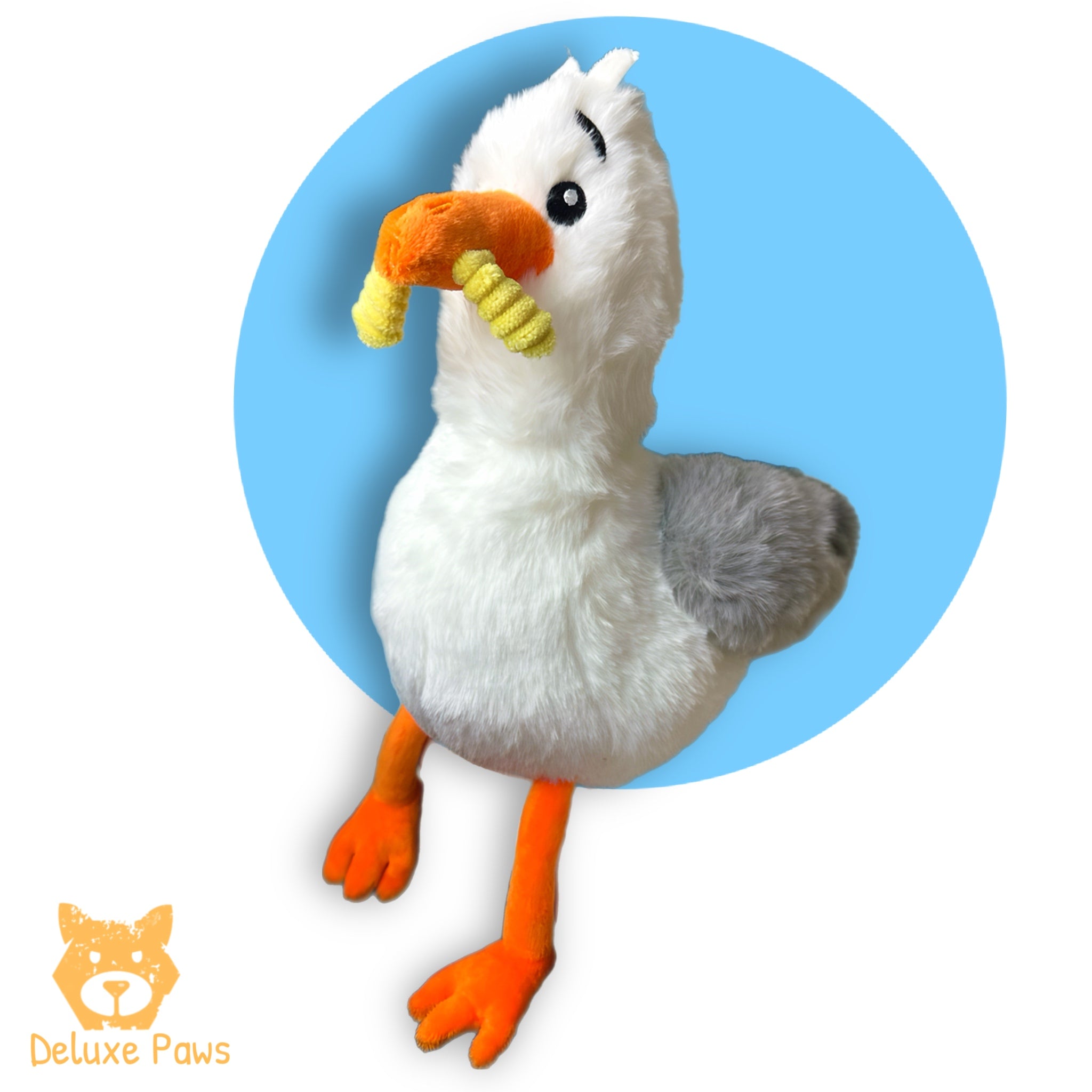 Seagull Plush Toy 24cm with Chip in Mouth Bird Soft Toy