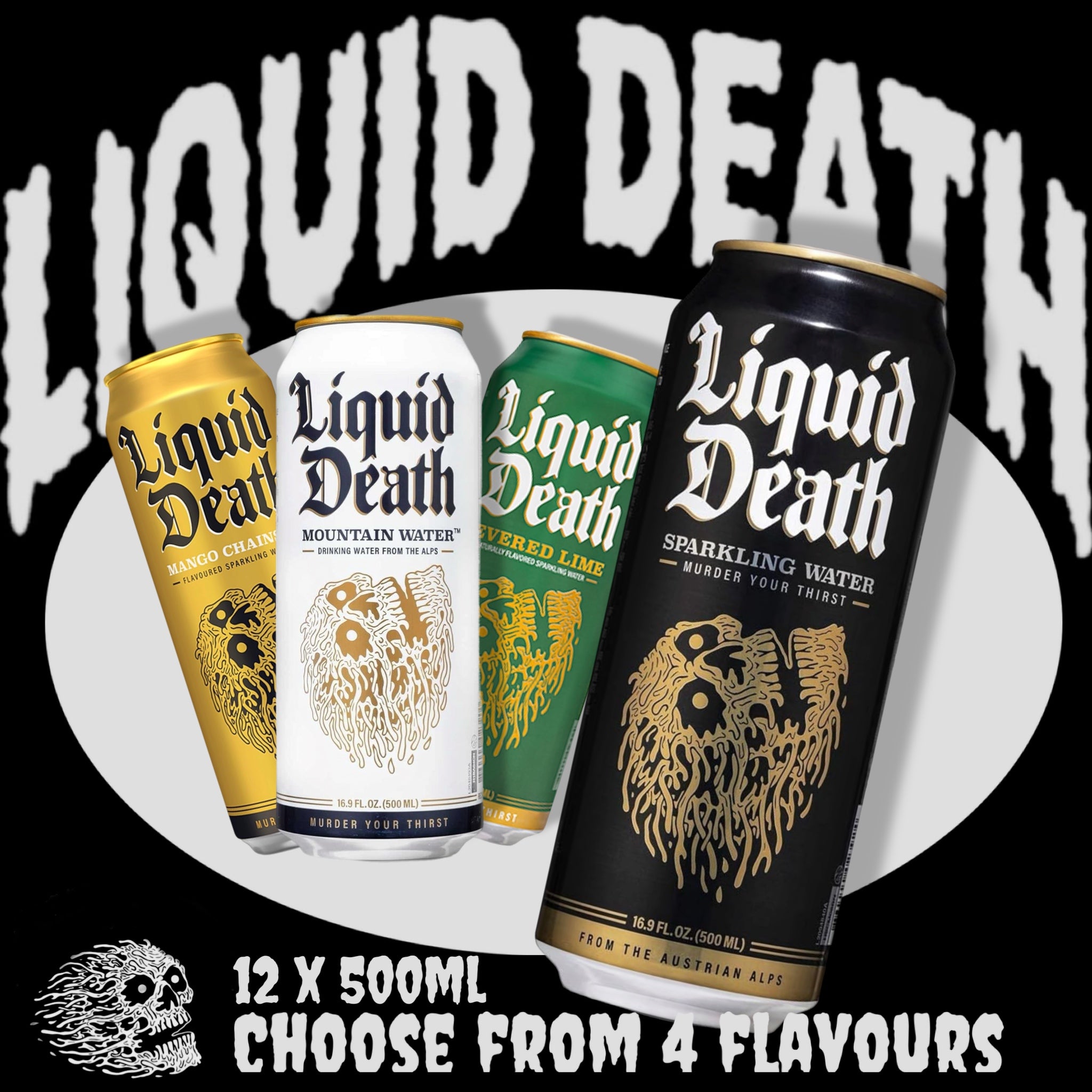 Liquid Death Premium Water 12 x 500 ml (choose from 4 flavours)