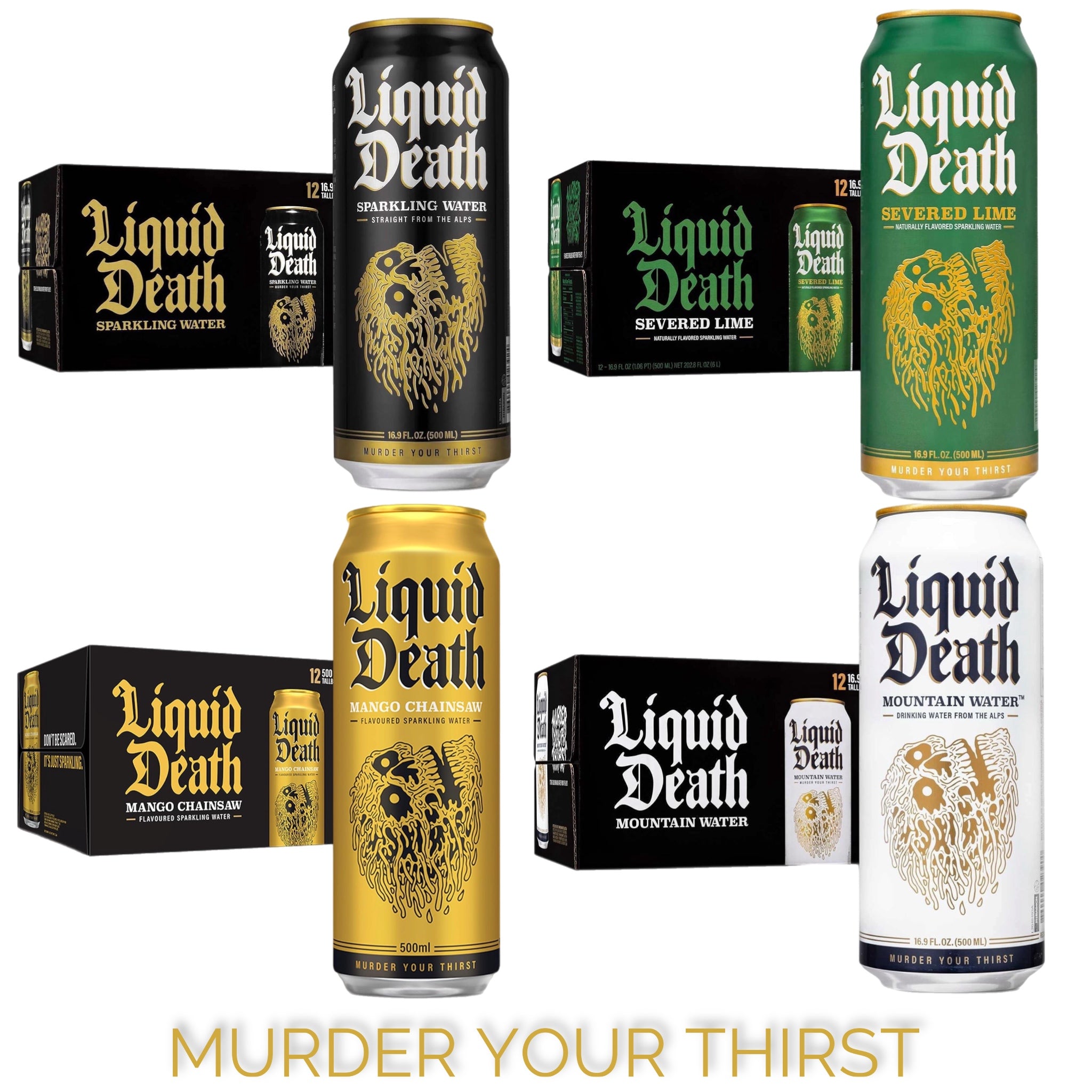 Liquid Death Premium Water 12 x 500 ml (choose from 4 flavours) - 0