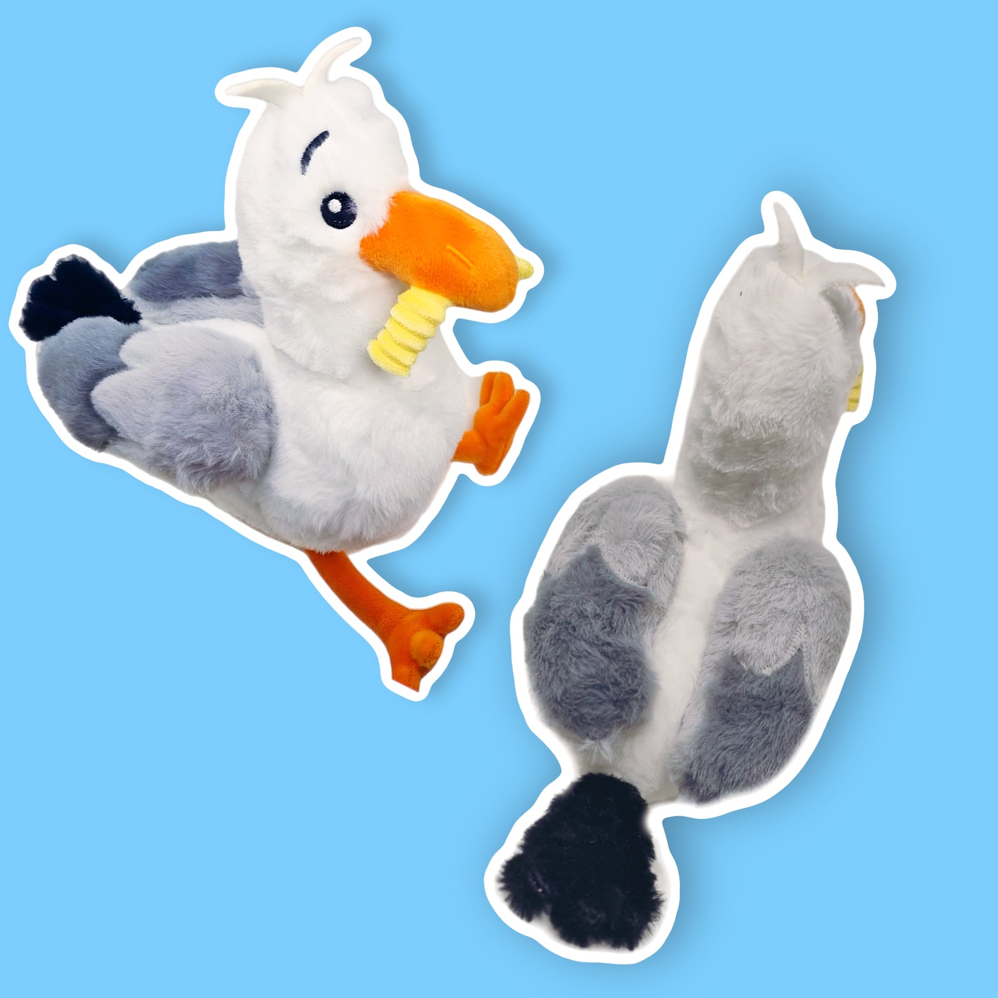 Seagull Plush Toy 24cm with Chip in Mouth Bird Soft Toy