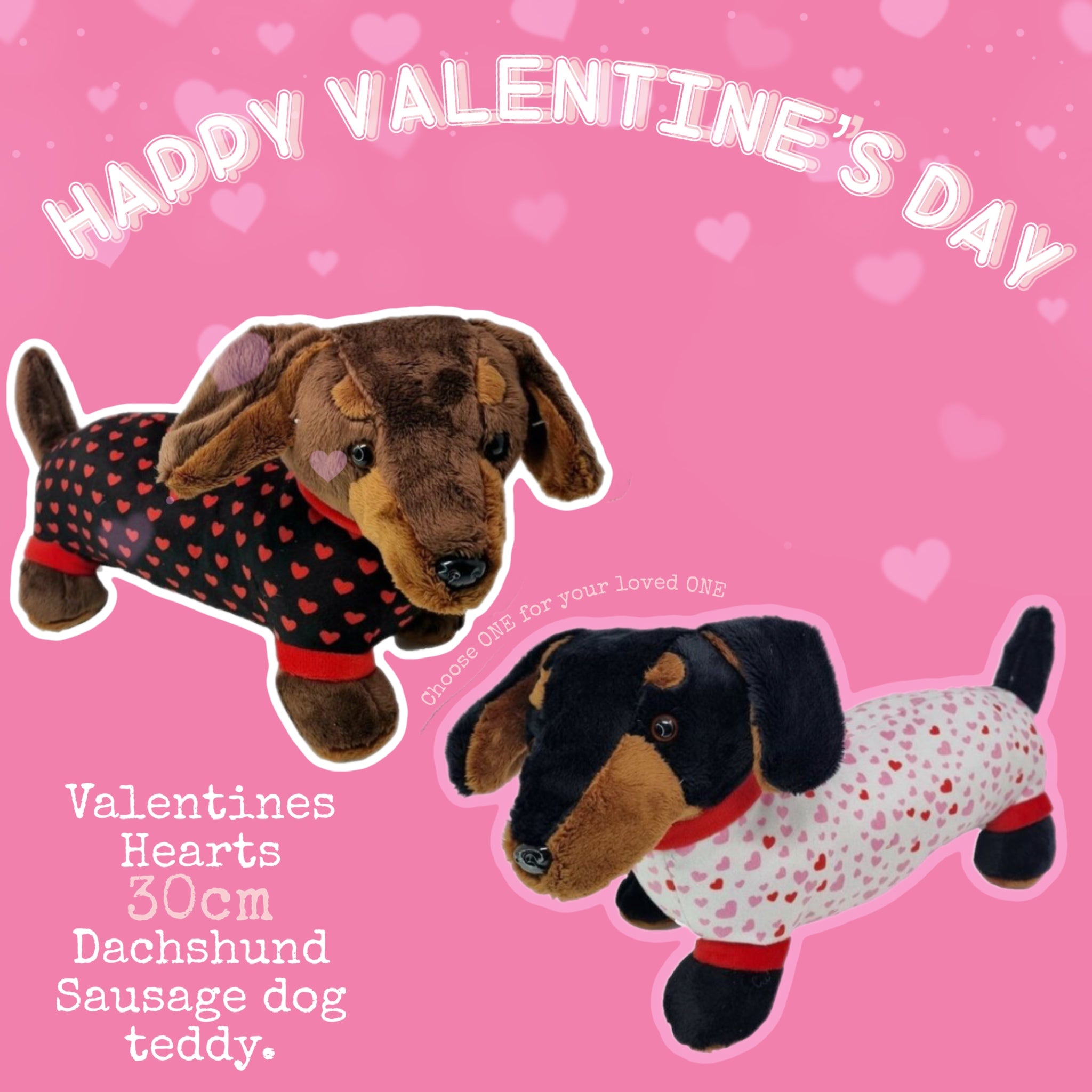 Valentines Plush Dachshund Sausage Dog Soft Toy