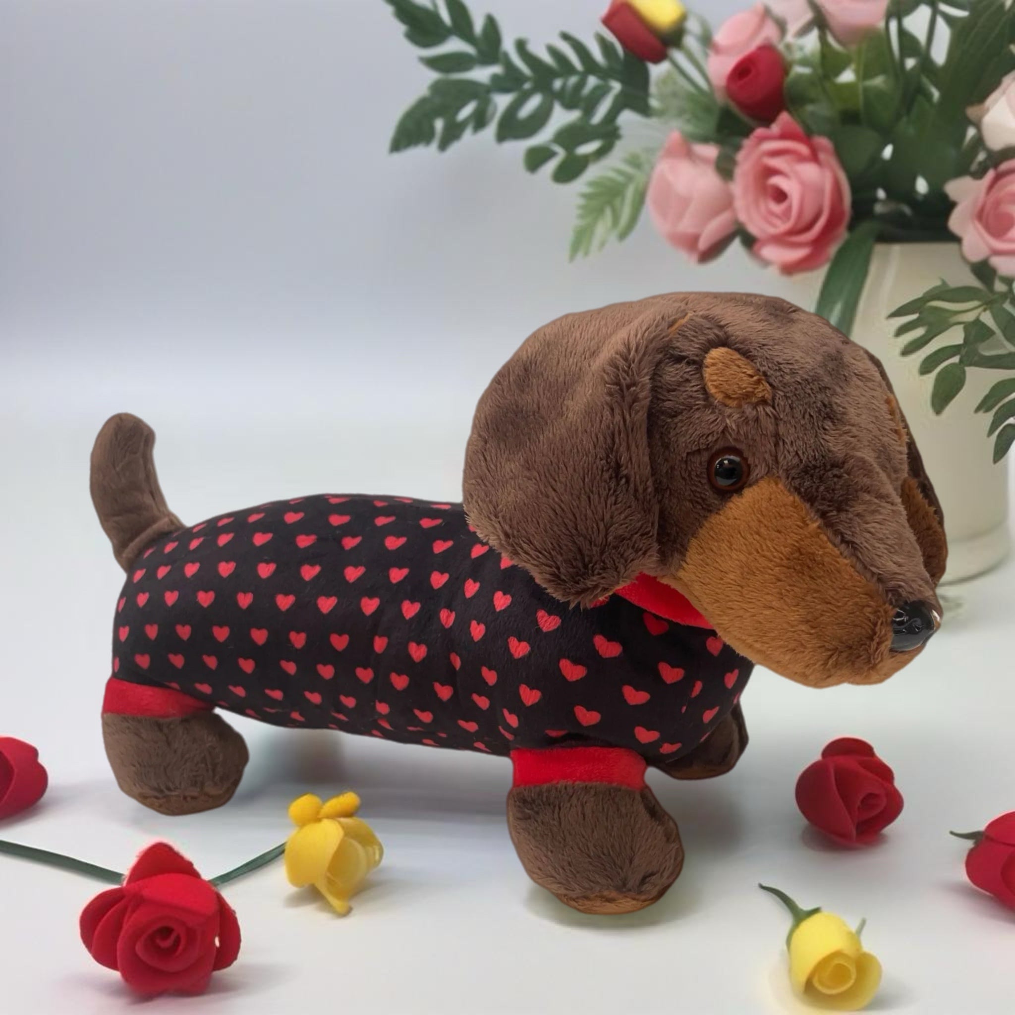 Valentines Plush Dachshund Sausage Dog Soft Toy