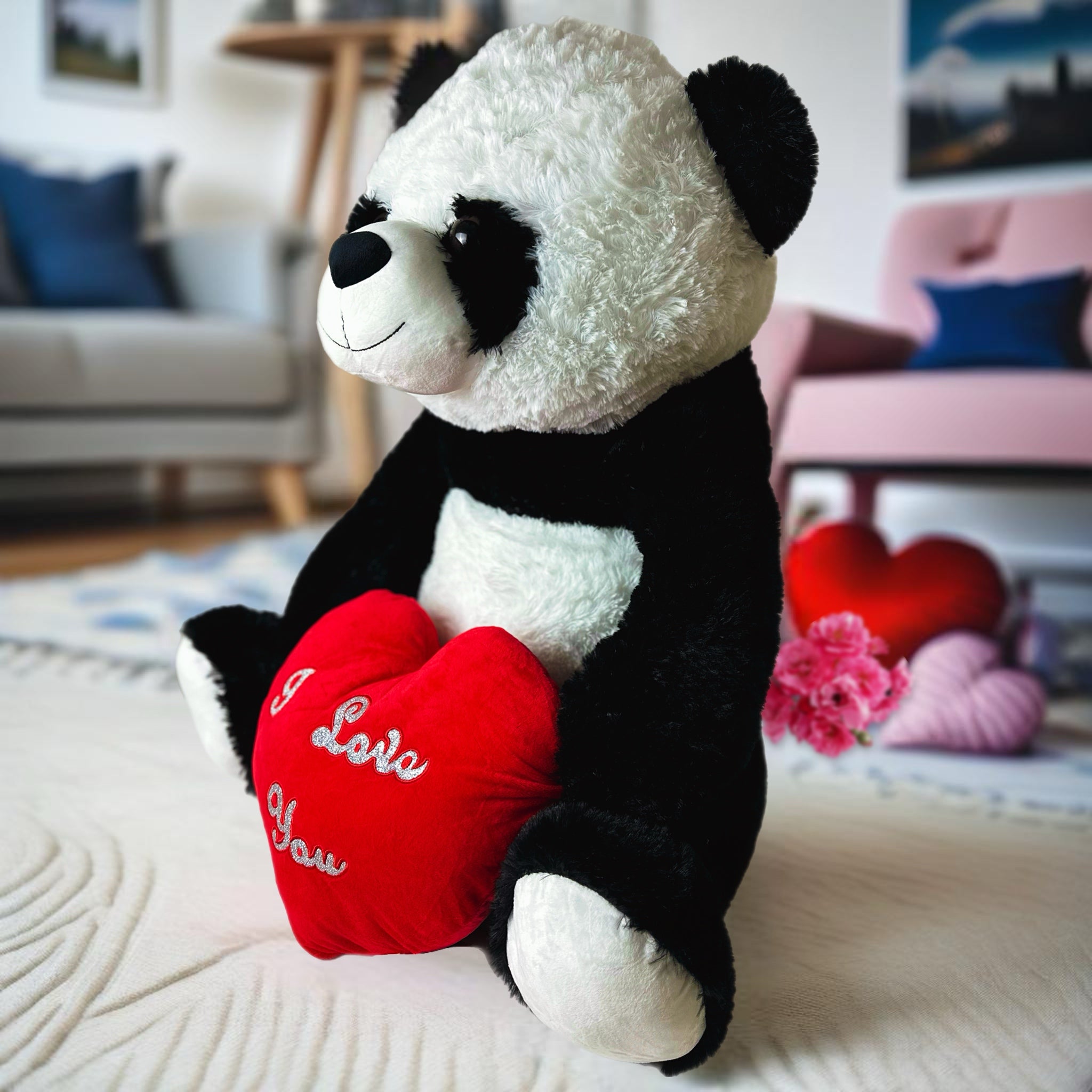 Valentines - I Love You - Panda Bear - Large Giant Plush 80cm with Heart (Heart Colour Sent at Random)