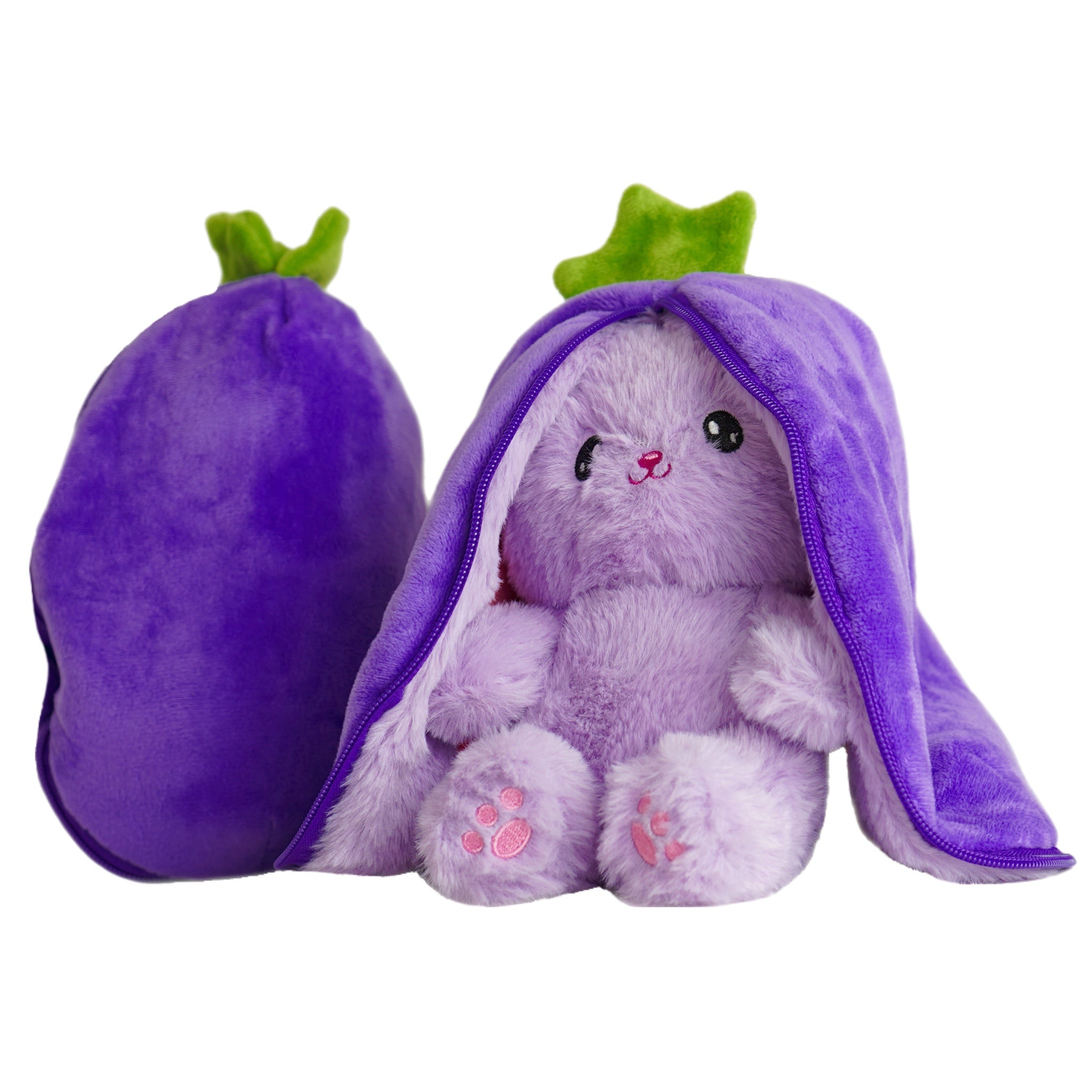 Buy purple-bunny-aubergine Easter Zip&#39;Emals Reversible Bunny Plush (3 Assorted - Fruits &amp; Veg)