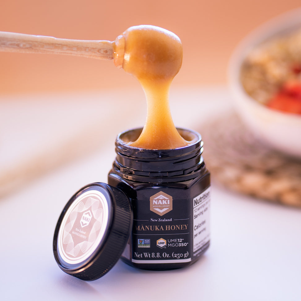 NAKI Manuka Honey Harvested, Tested. Traceable. Certified 100% New Zealand Honey | International Gold Award Winner UMF 12+ | MGO 350+ | 250 grams - 0