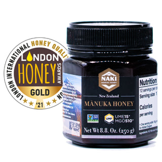 NAKI Manuka Honey Harvested, Tested. Traceable. Certified 100% New Zealand Honey | International Gold Award Winner UMF 15+ | MGO 510 | 250 grams