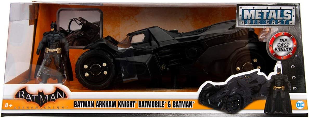 Jada 98037 1/24 Arkham Knight Batmobile Including Batman Figure (Black) - 0