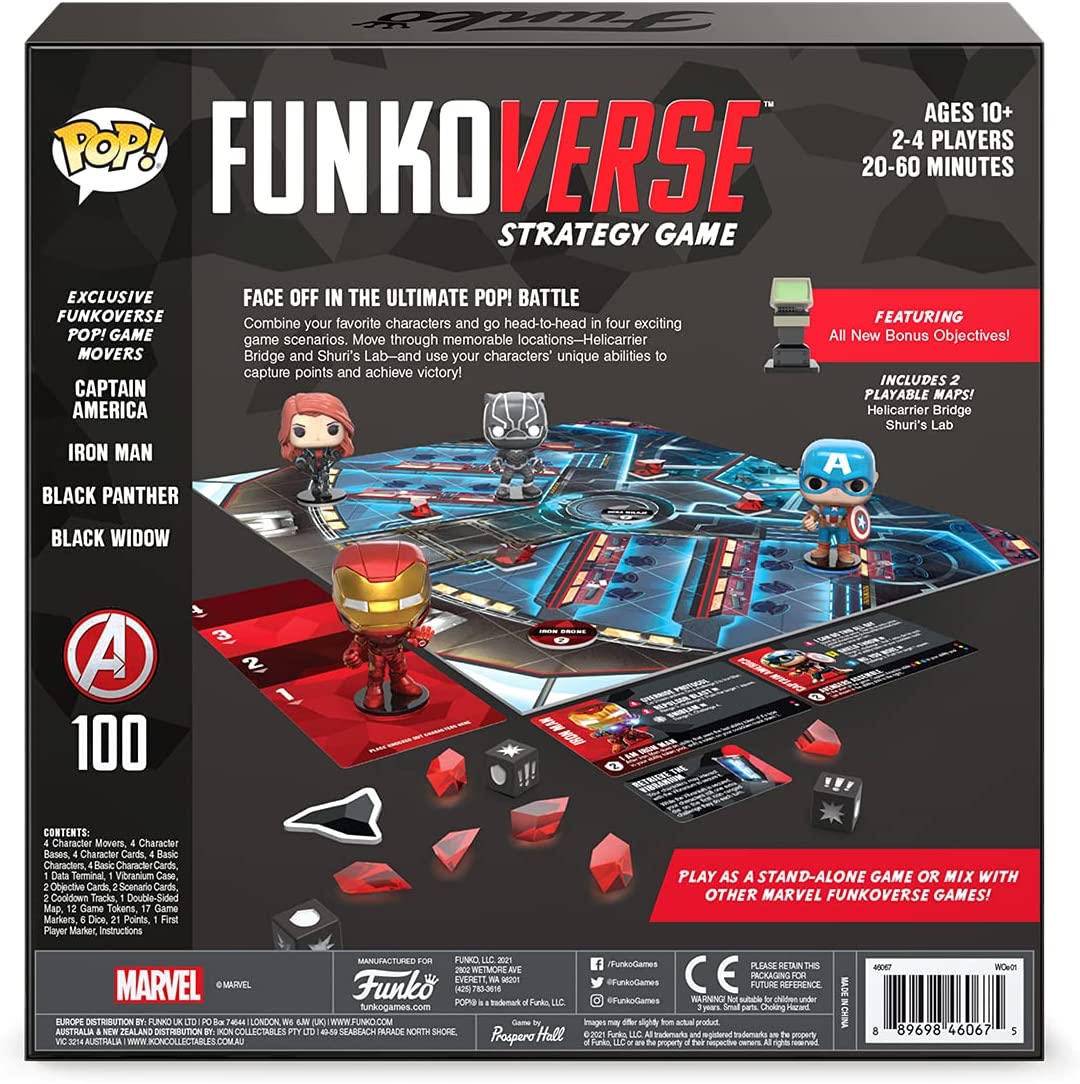 Funko Funkoverse: Marvel Avengers (4 Pack Exclusive POP! Figures) Light Strategy Board Game For Children And Adults (Ages 10+) Ideal for 2-4 Players 46060