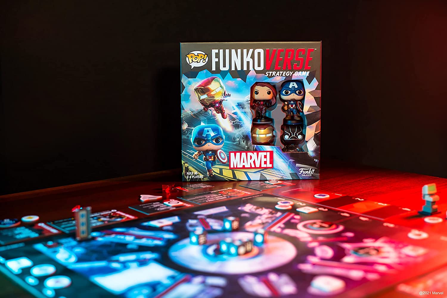 Funko Funkoverse: Marvel Avengers (4 Pack Exclusive POP! Figures) Light Strategy Board Game For Children And Adults (Ages 10+) Ideal for 2-4 Players 46060