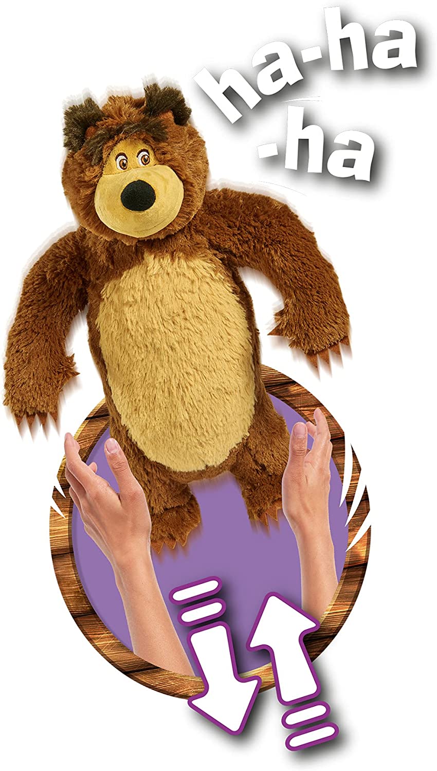 Simba 109301083 Masha and The Bear The Shake and Sound Interactive 43CM Soft Toy Bear, Tan/Brown - 0