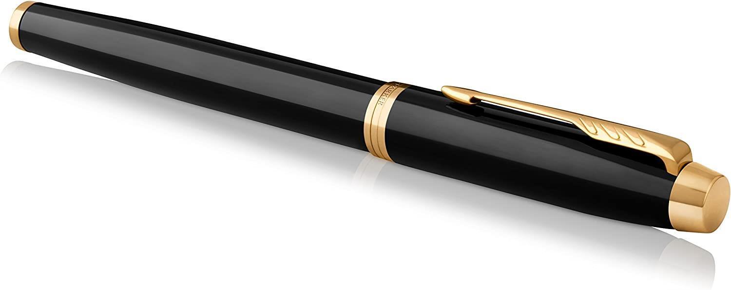 Parker IM Matt Black Gold Trim Fountain Pen Fine NIB Comfortable Ergonomic Shape - 0