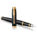 Parker IM Matt Black Gold Trim Fountain Pen Fine NIB Comfortable Ergonomic Shape