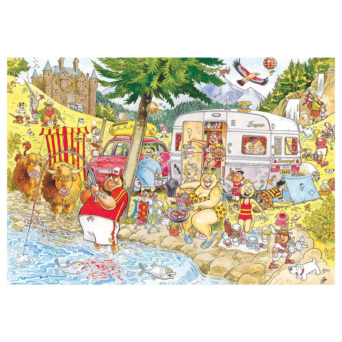 Jumbo, Wasgij Retro Mystery 6 - Camping Commotion, Jigsaw puzzles for Adults, 1000 Piece - 0