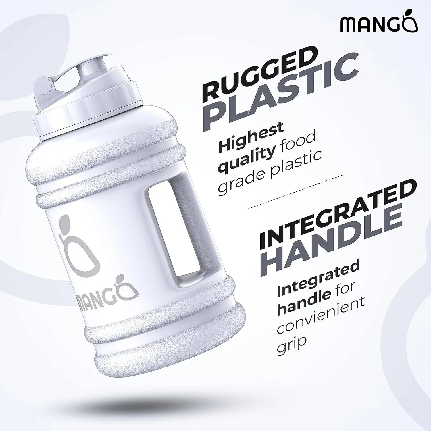 MANGO Water Bottle 2.2 Litre BPA Free Sports Gym Workout Drinking with Straw