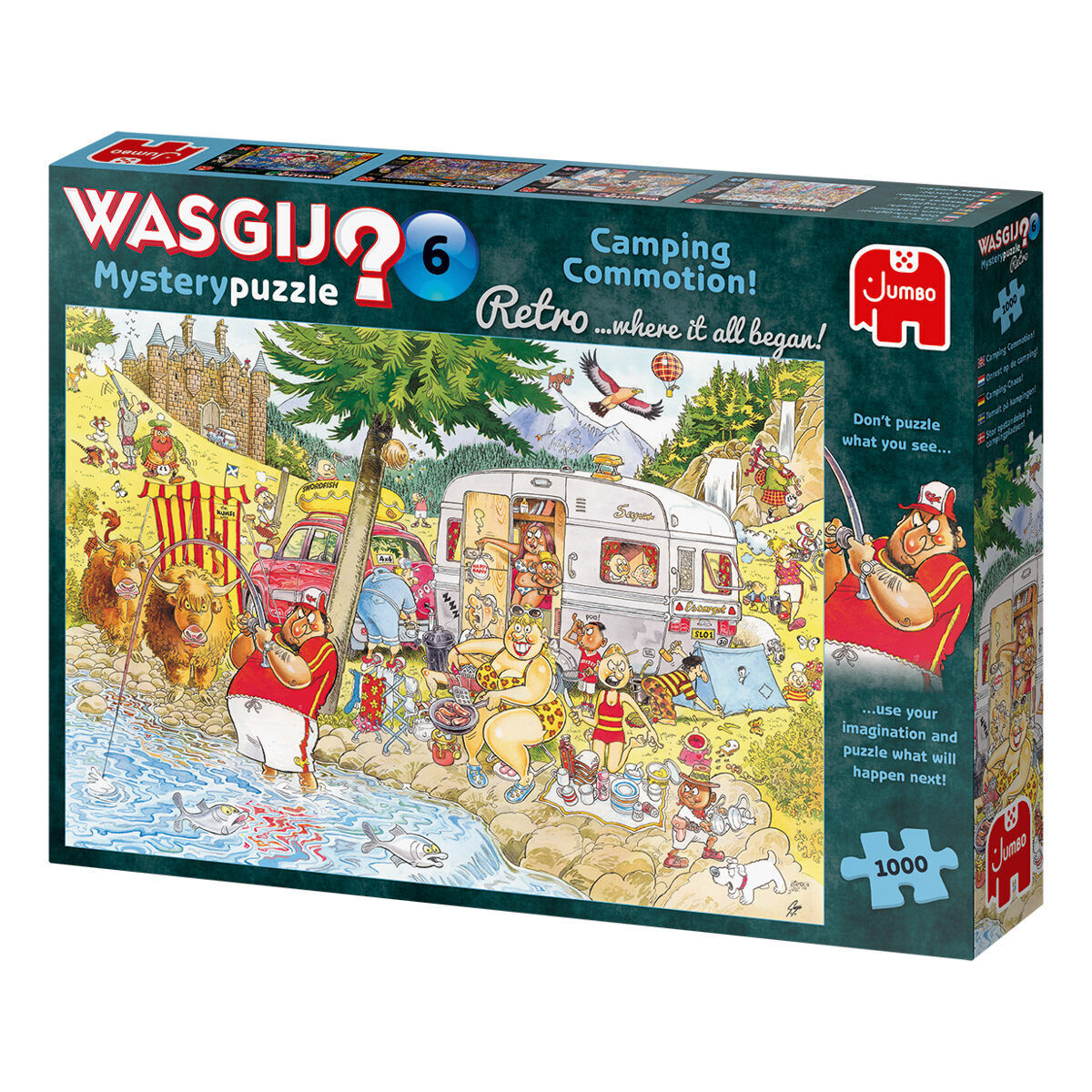 Jumbo, Wasgij Retro Mystery 6 - Camping Commotion, Jigsaw puzzles for Adults, 1000 Piece