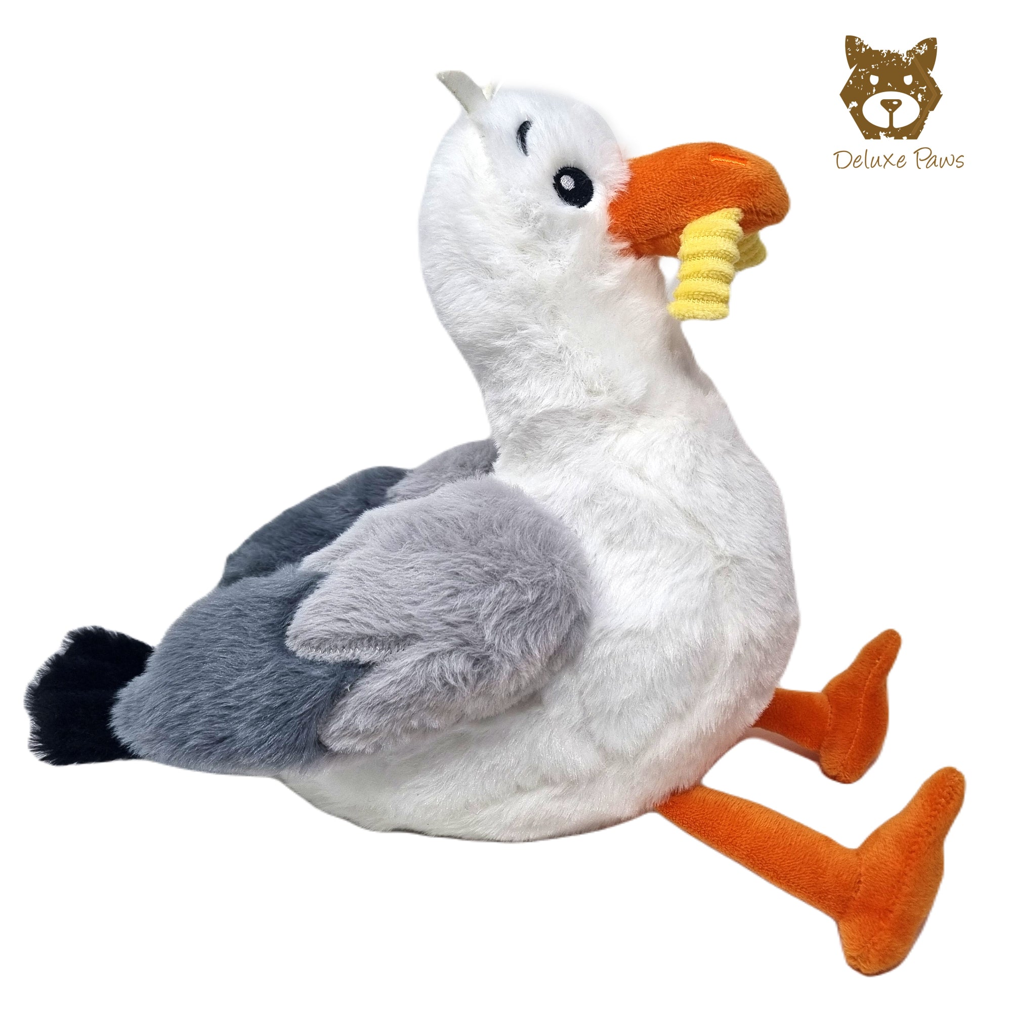 Seagull Plush Toy 24cm with Chip in Mouth Bird Soft Toy